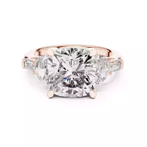 Cushion Half Moon and Baguette Cut Five Stone Ring 3DM STL Video 3D print model
