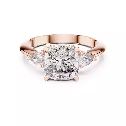 Three Stone Cushion and Pear Cut Engagement Ring 3DM STL Video