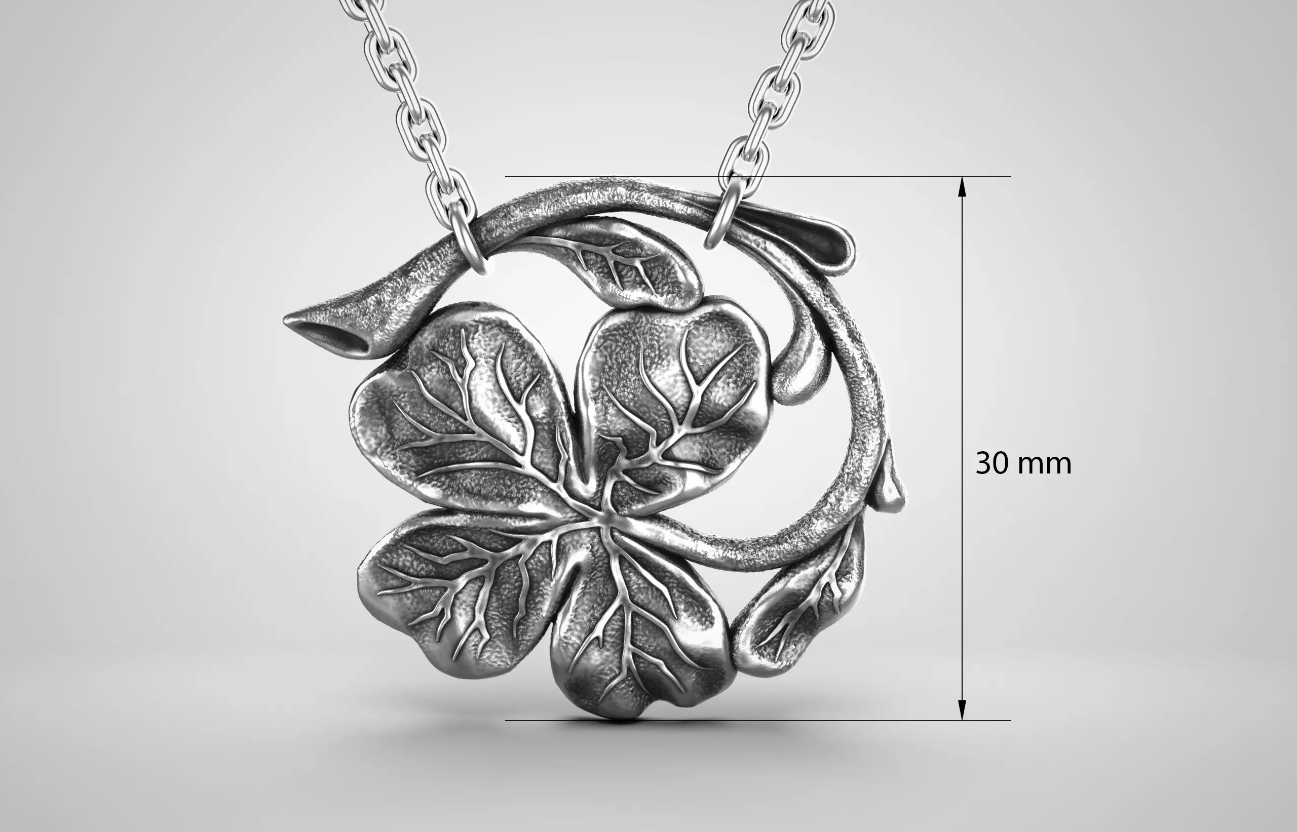 Four-leaved Clover Pendant 3D print model_1