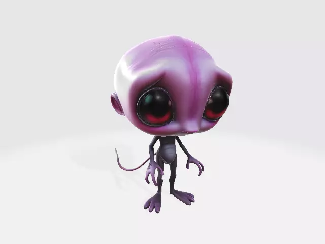 Cute 3D Alien Character Stylized Cartoon Space Creature  Low-poly 3D model_2