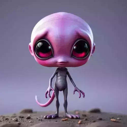 Cute 3D Alien Character Stylized Cartoon Space Creature 