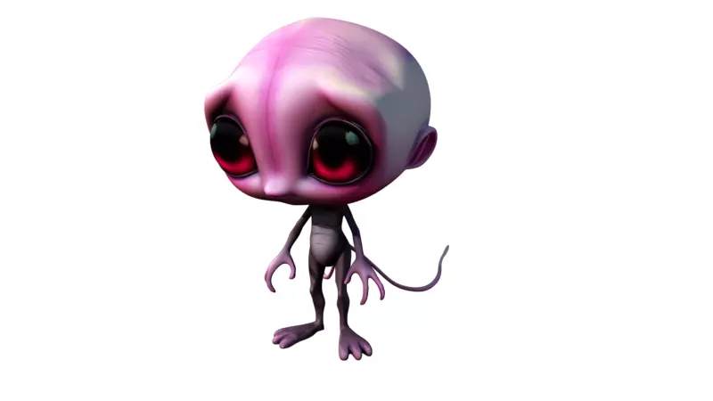 Cute 3D Alien Character Stylized Cartoon Space Creature  Low-poly 3D model_3