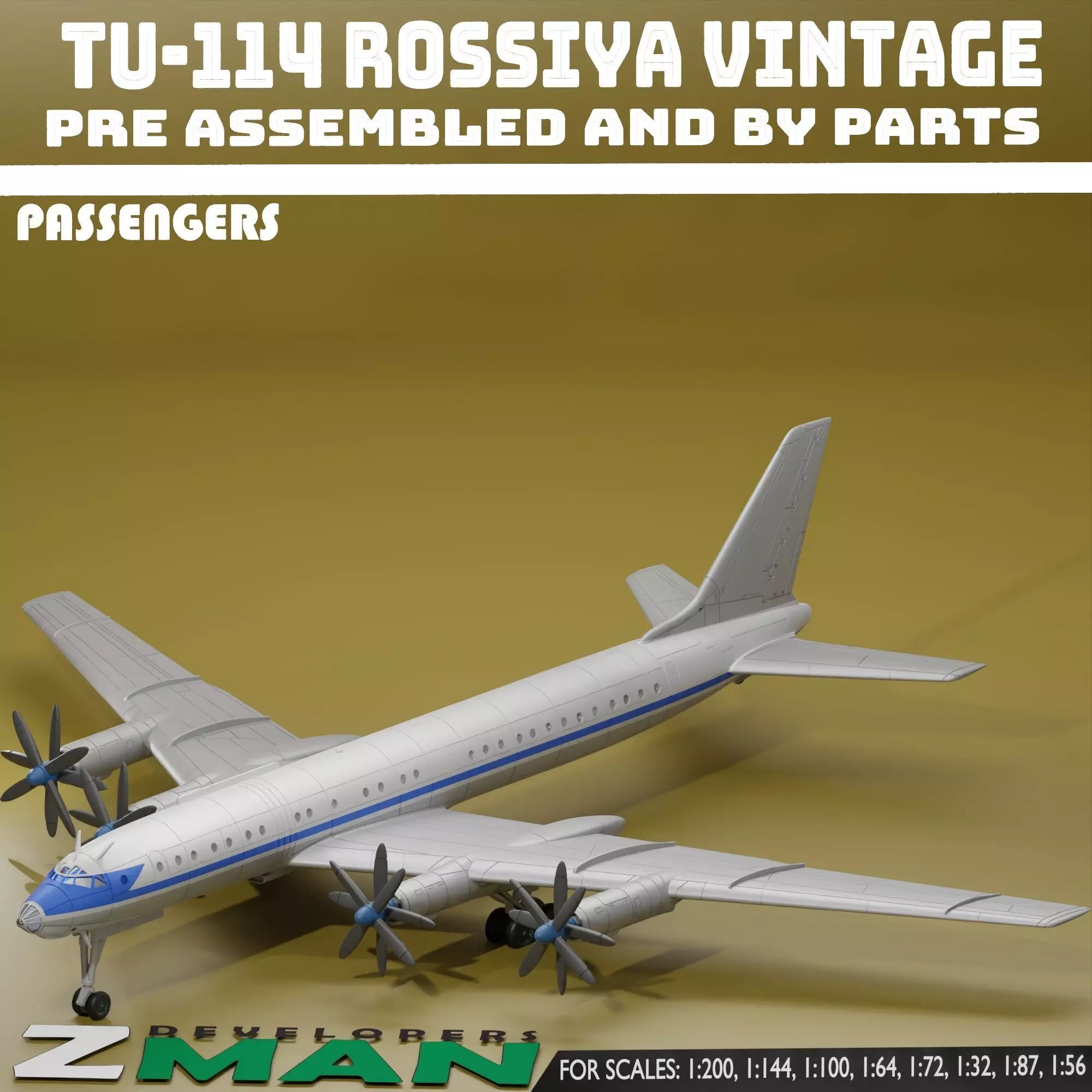 Tupolev Tu-114 Rossiya PASSENGERS 3D print model_4