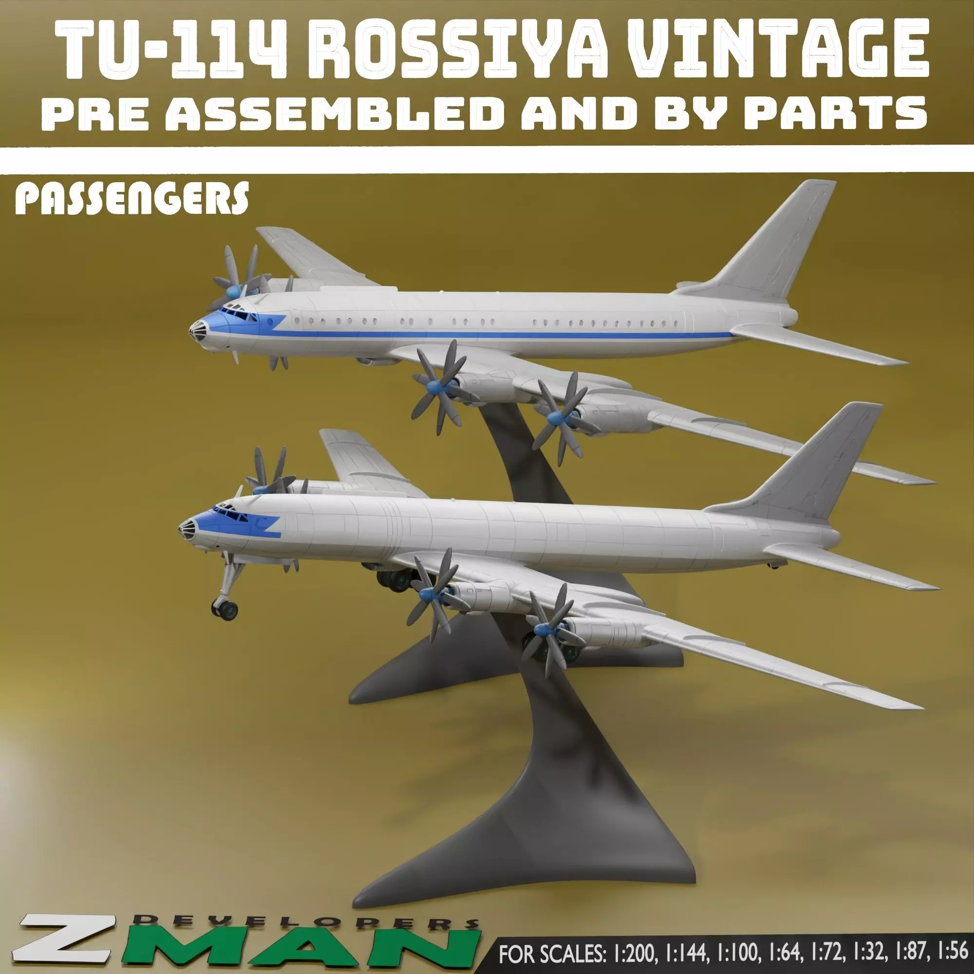 Tupolev Tu-114 Rossiya PASSENGERS 3D print model_1