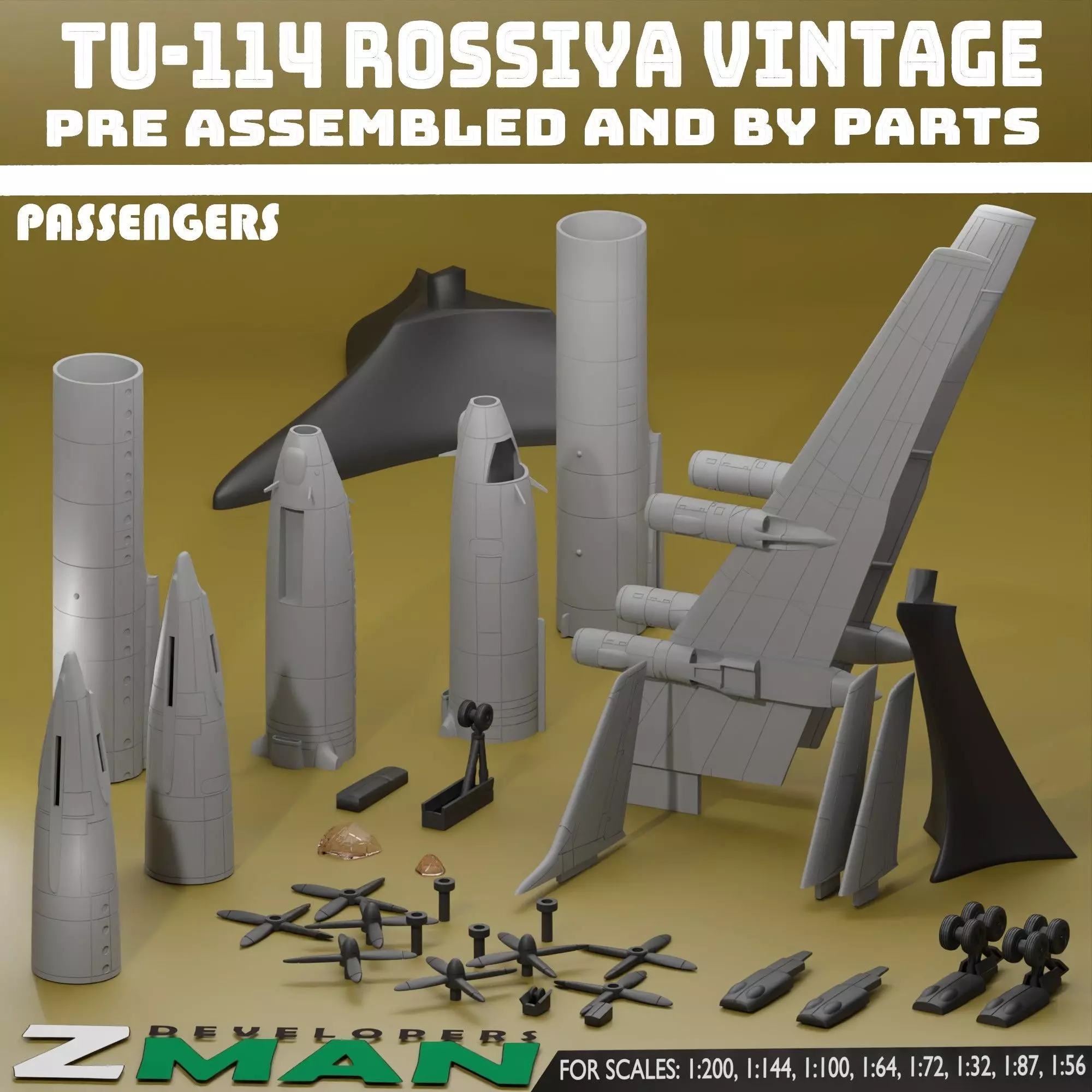 Tupolev Tu-114 Rossiya PASSENGERS 3D print model_3