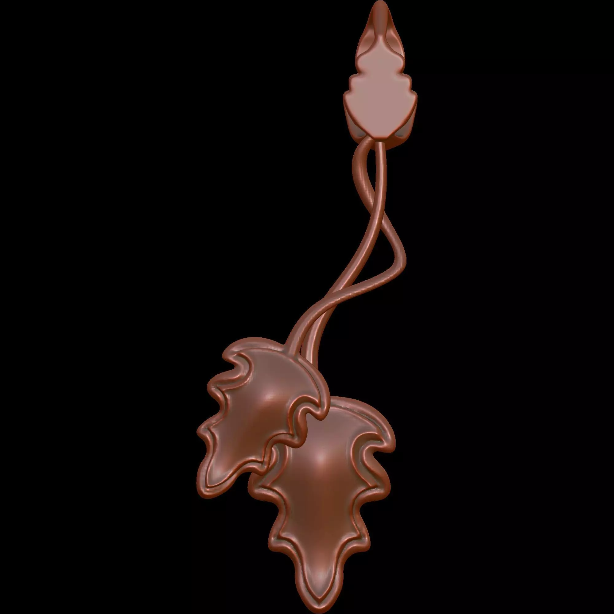  Leaves Pendant and bail 3D print model_6