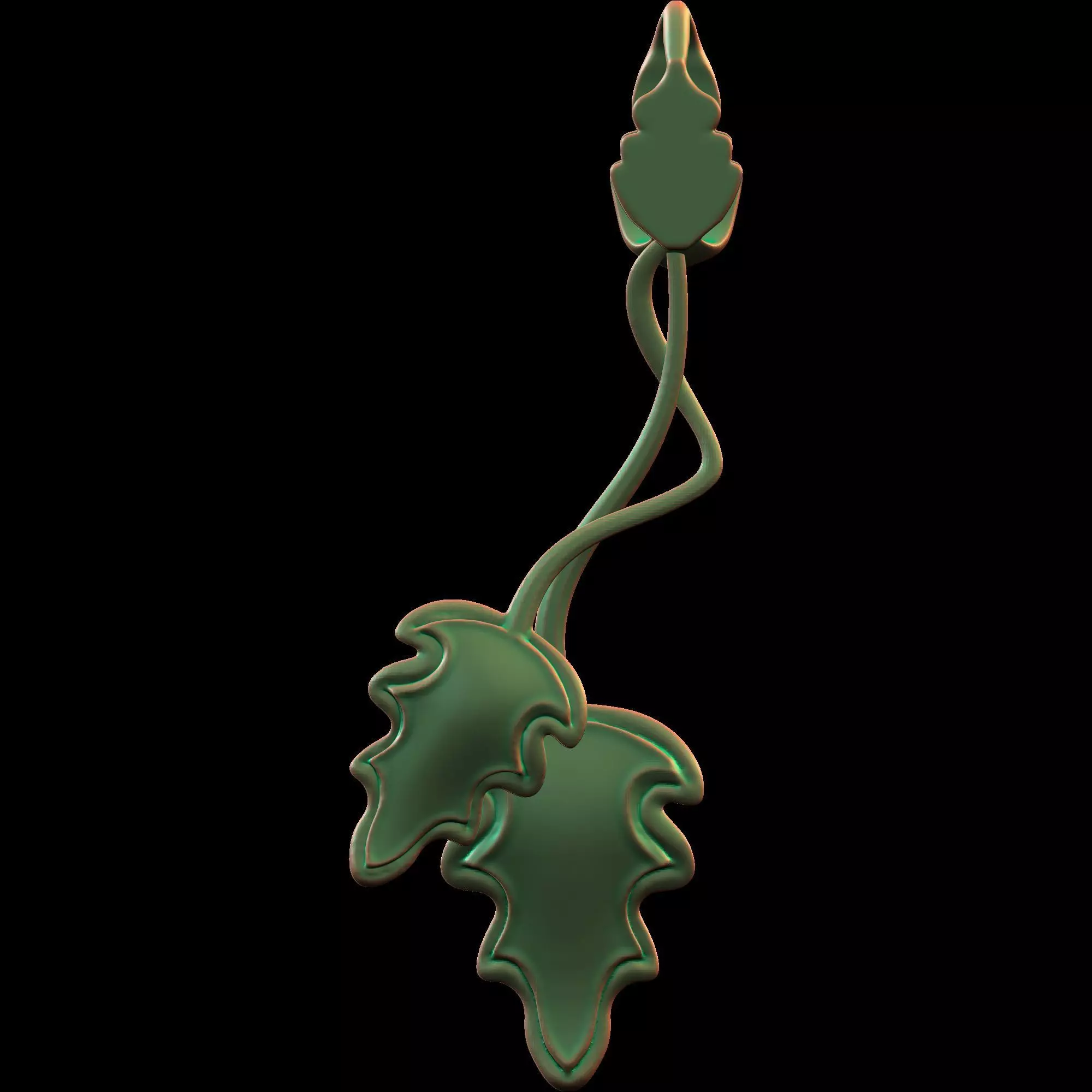  Leaves Pendant and bail 3D print model_4