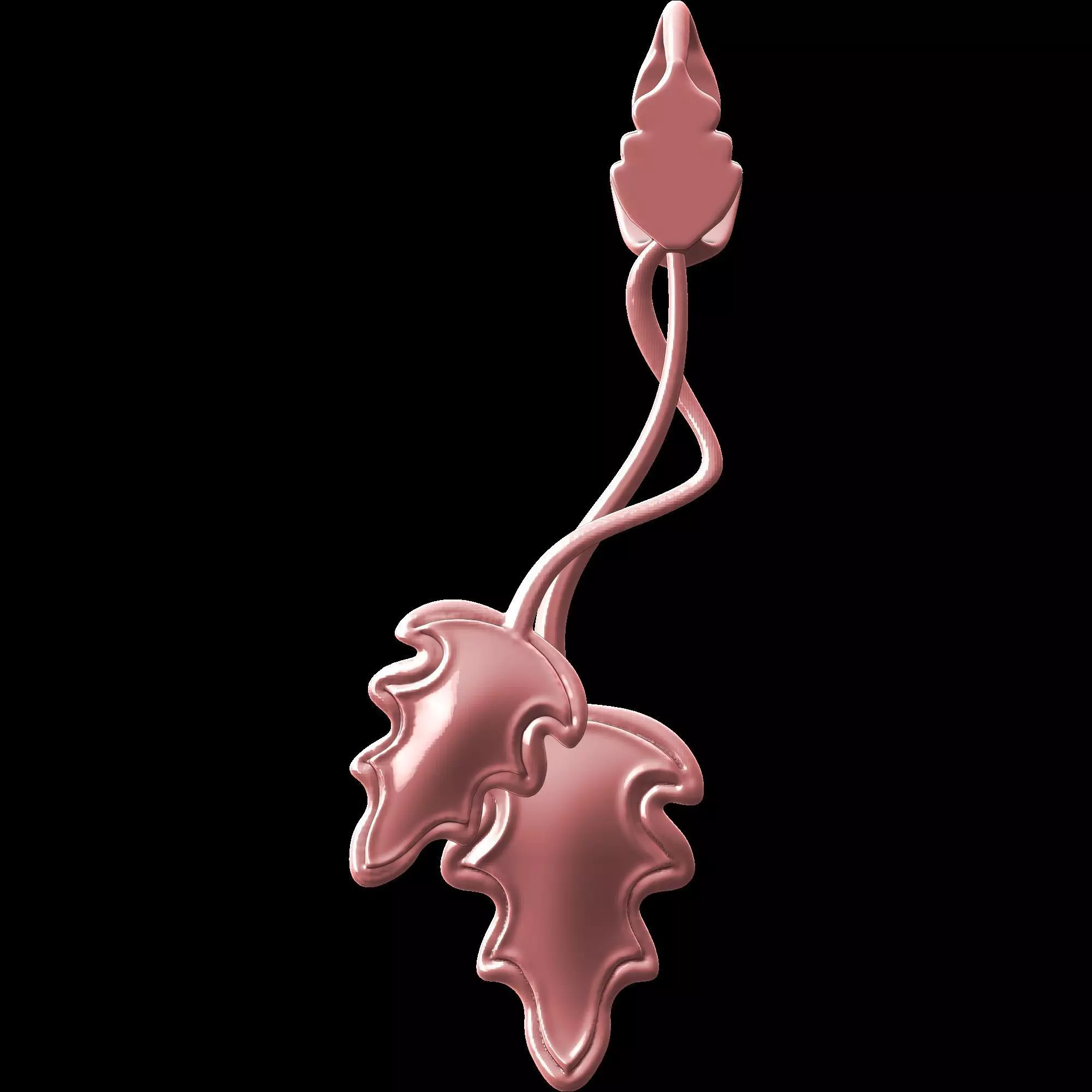  Leaves Pendant and bail 3D print model_5