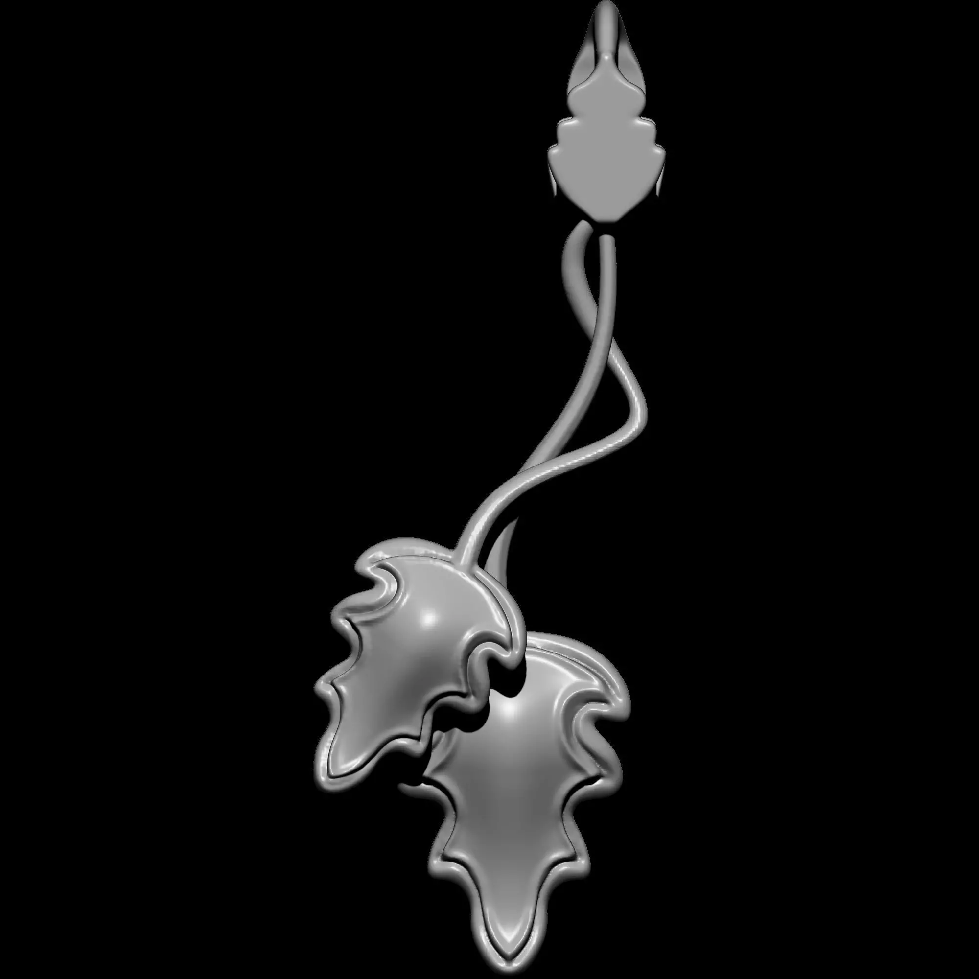 Leaves Pendant and bail 3D print model_3