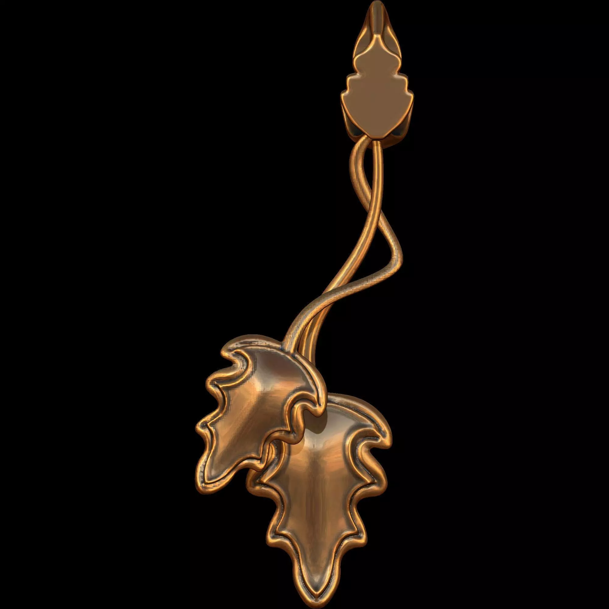  Leaves Pendant and bail 3D print model_7