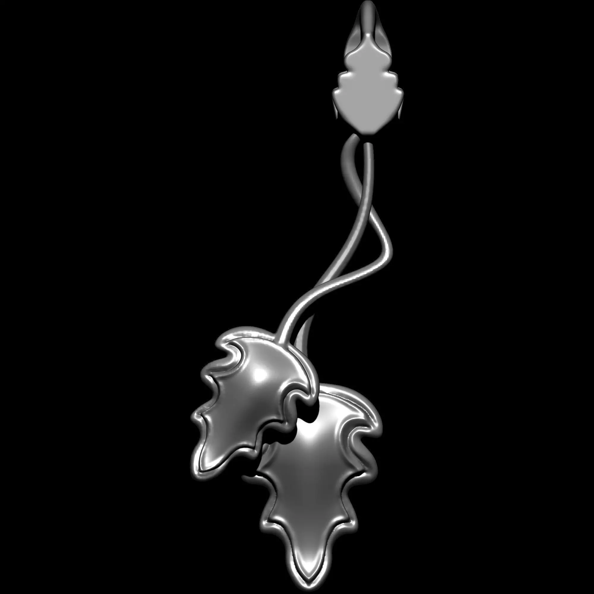  Leaves Pendant and bail 3D print model_2