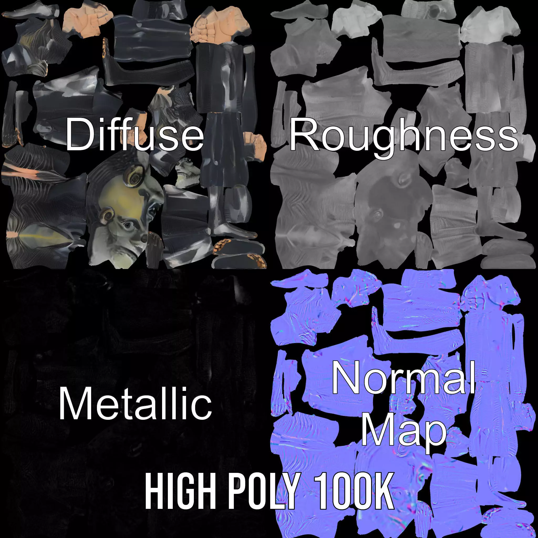 Detailed Alien Creature model pack Low-poly 3D model_3