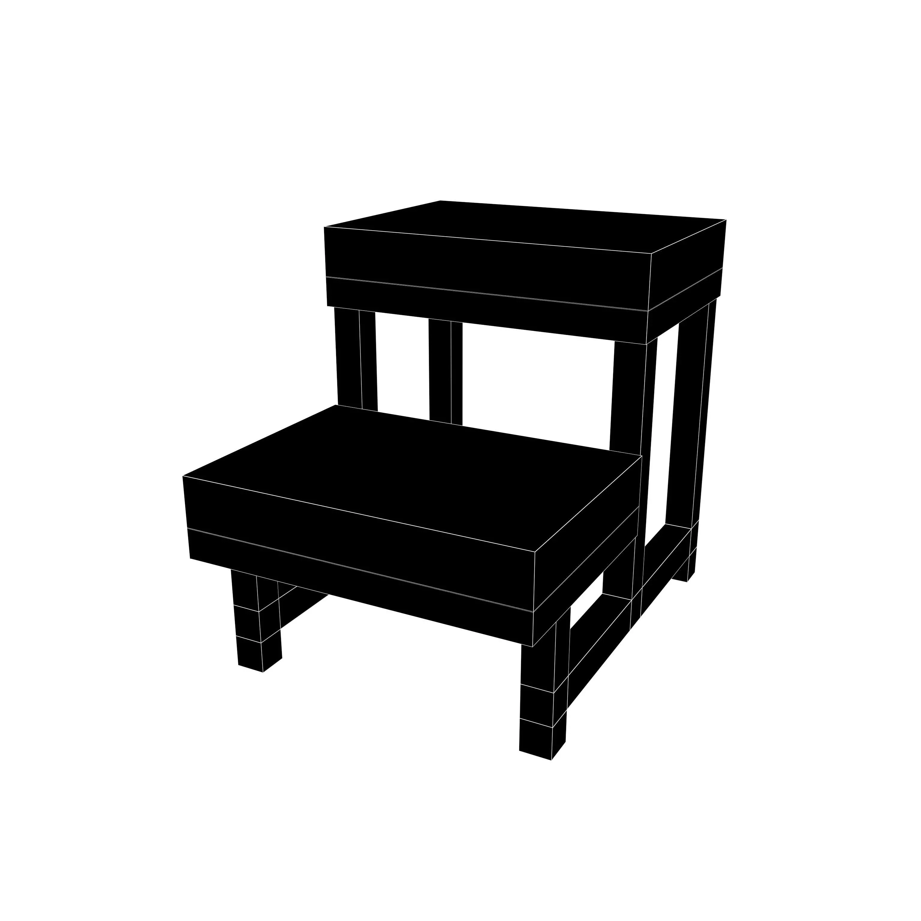 Low Poly Two Step Medical Examination Stool v1 001 Low-poly 3D model_4