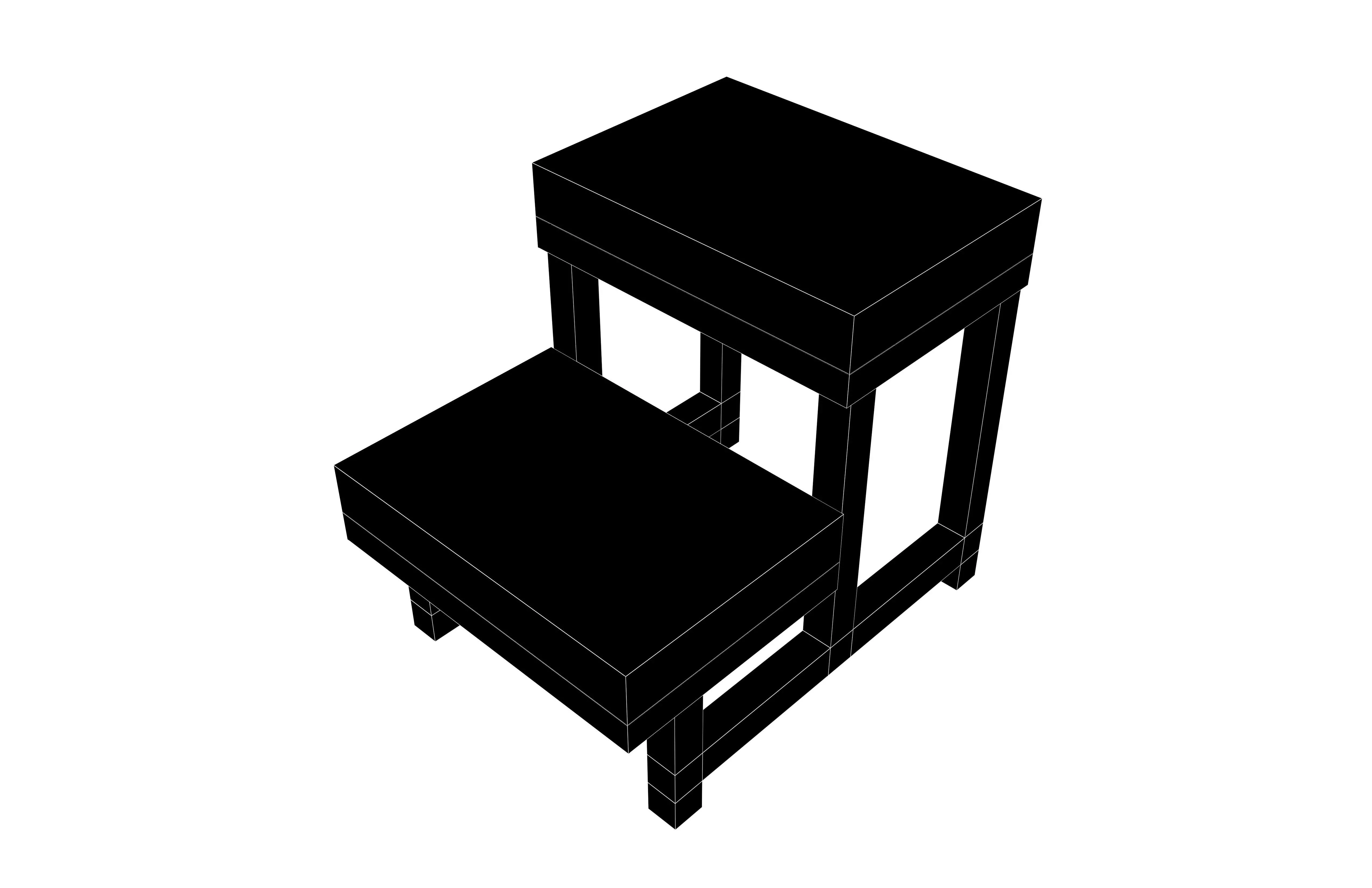 Low Poly Two Step Medical Examination Stool v1 002 Low-poly 3D model_6