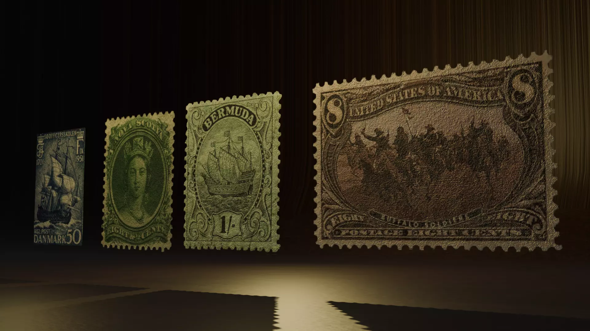 Vintage Postage Stamp 3D Pack Old Stamp Collection 3D model_1