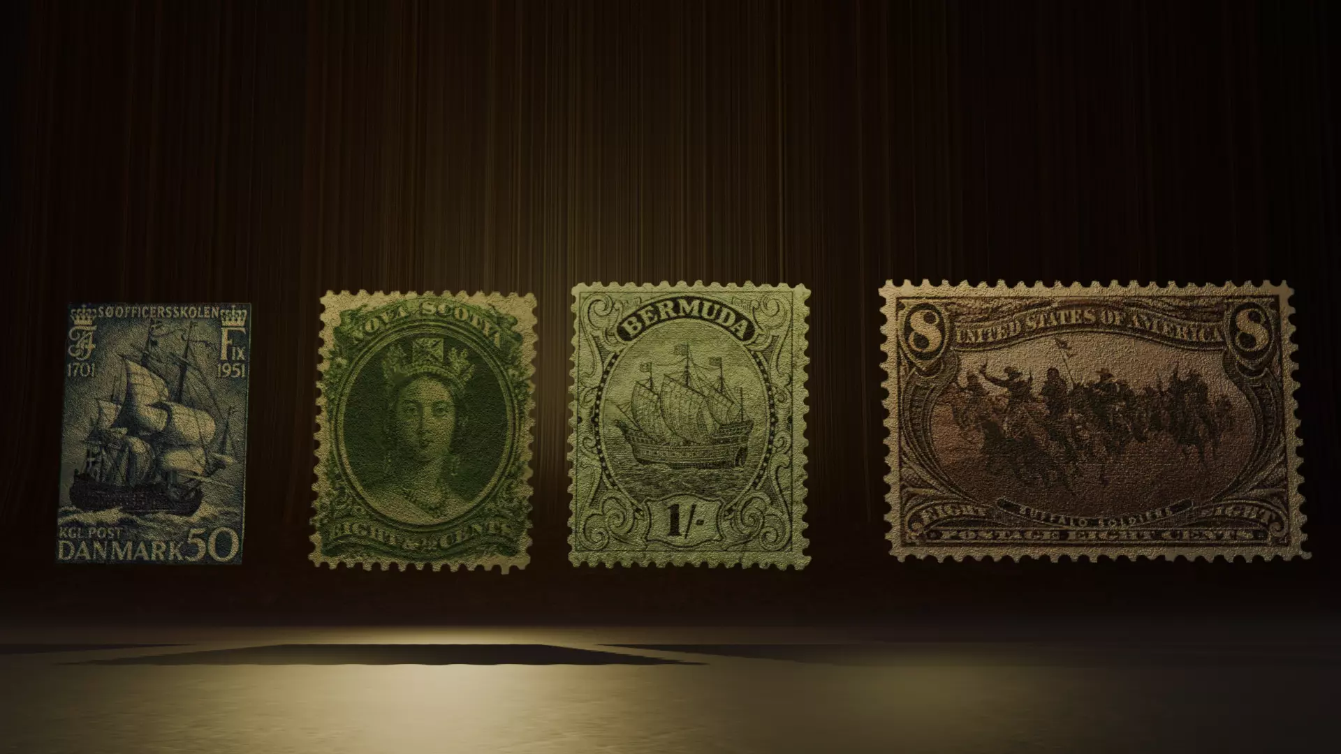 Vintage Postage Stamp 3D Pack Old Stamp Collection 3D model_0