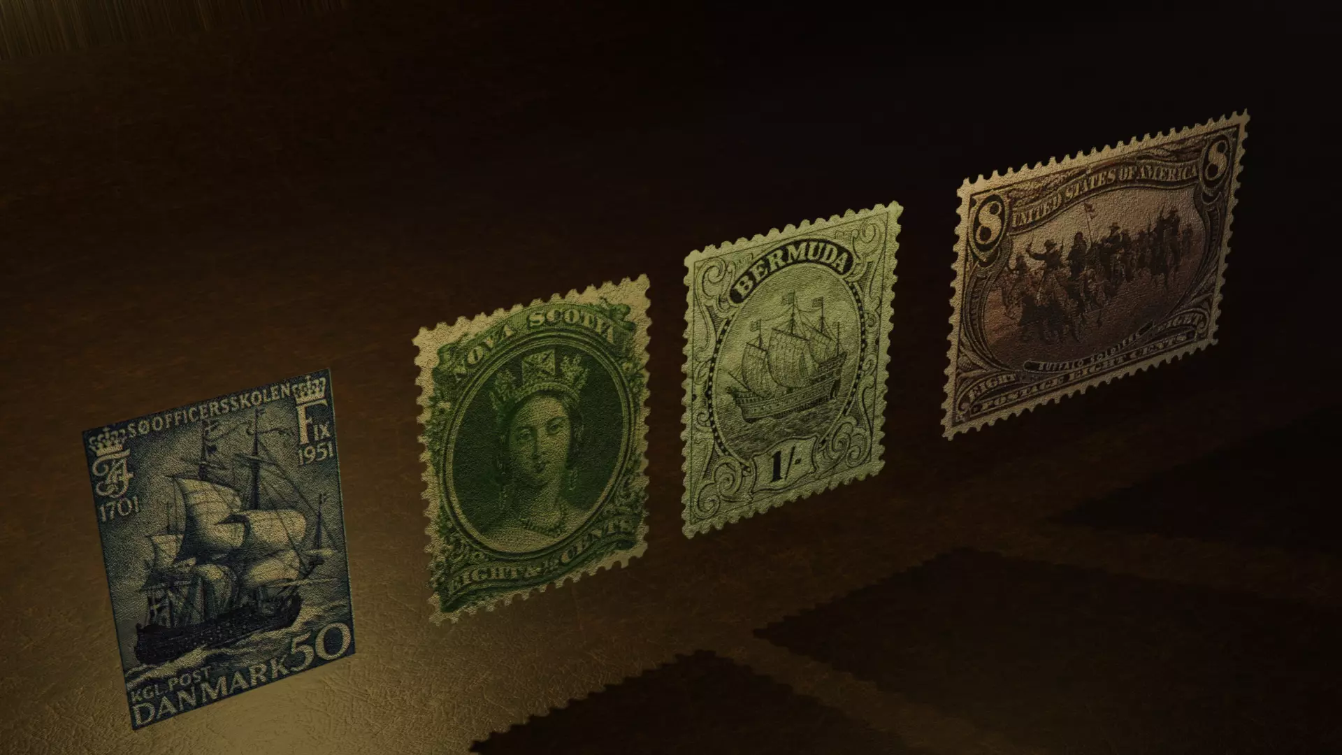 Vintage Postage Stamp 3D Pack Old Stamp Collection 3D model_2