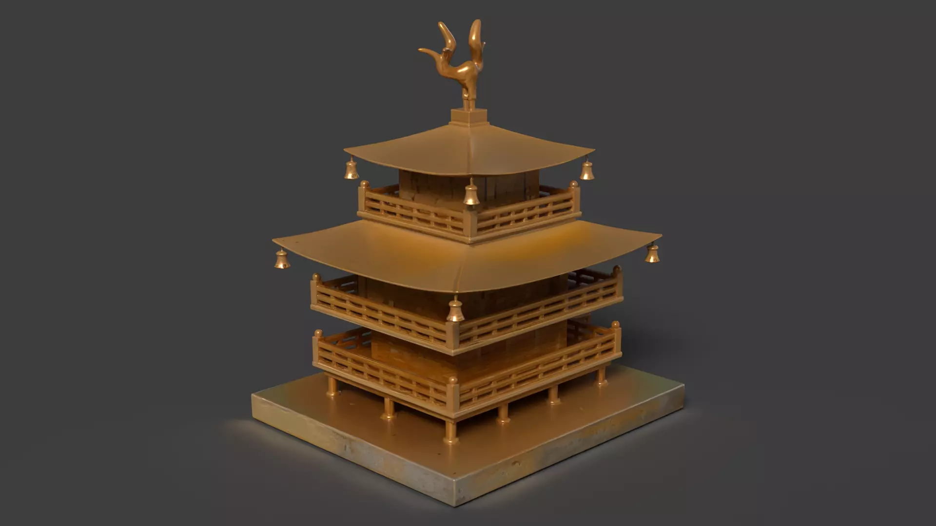 Chinese pavilion Low-poly 3D model
