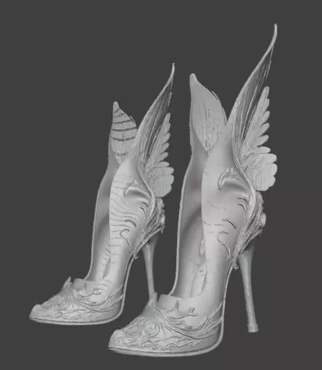 Fantasy Winged High Heel Shoes 3D print model_4