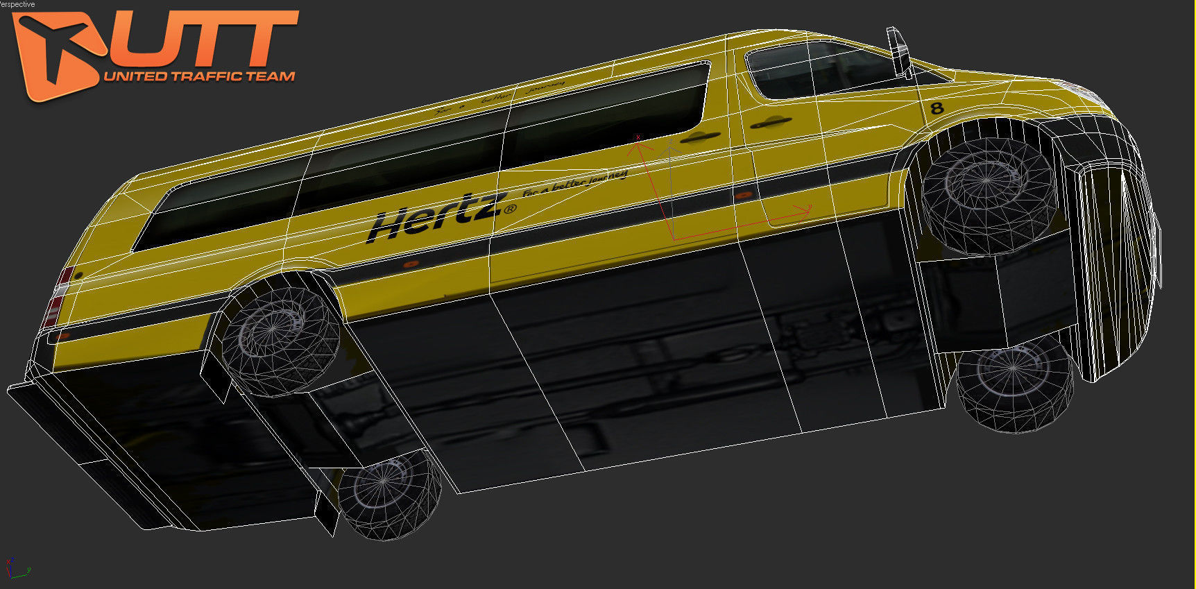 Mercedes-Benz Sprinter Hertz Low-poly 3D model_6