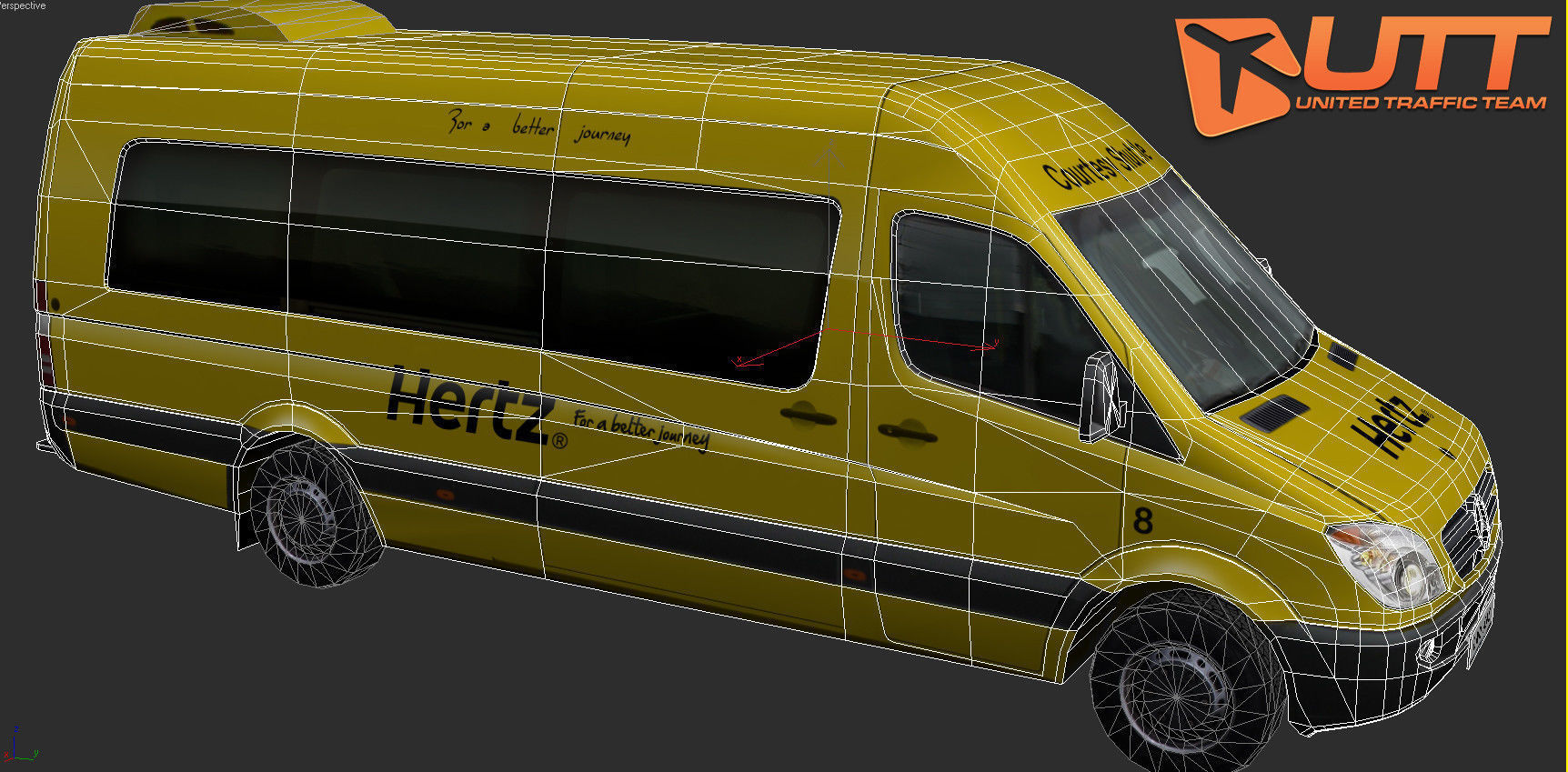 Mercedes-Benz Sprinter Hertz Low-poly 3D model_5