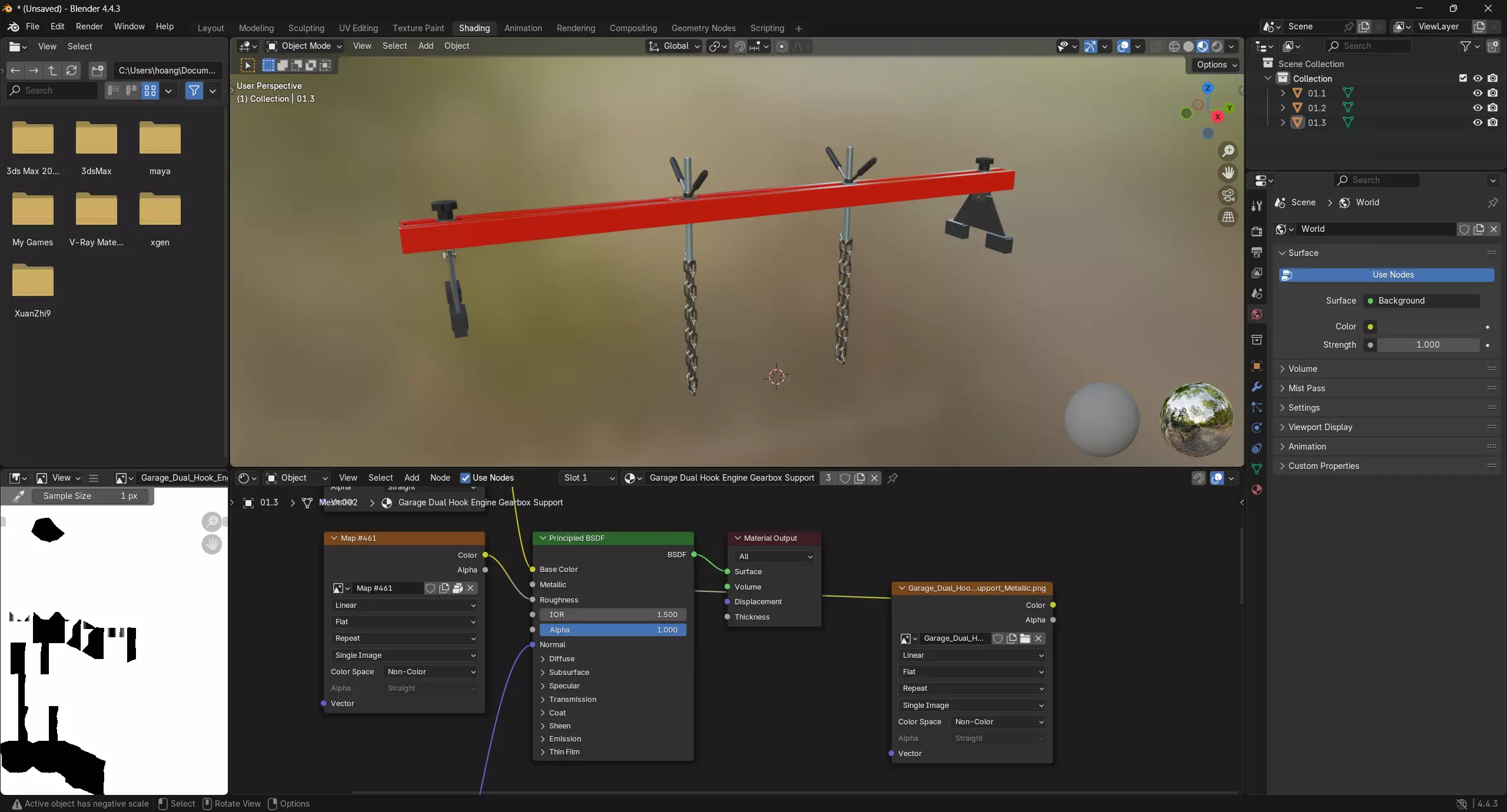 Garage Dual Hook Engine Gearbox Support 3D model_12