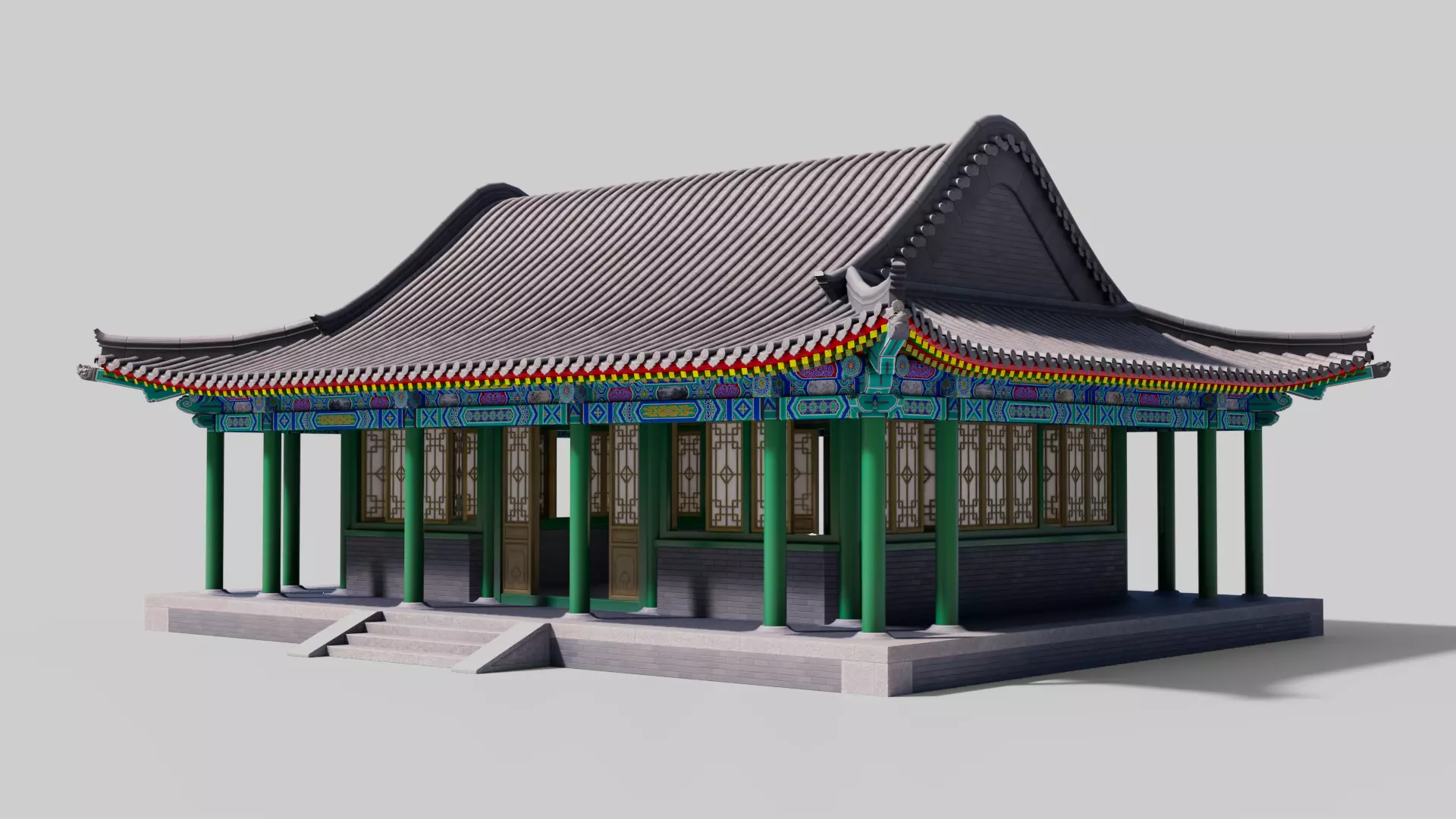 Asia China Ancient Architecture Low-poly 3D model_0