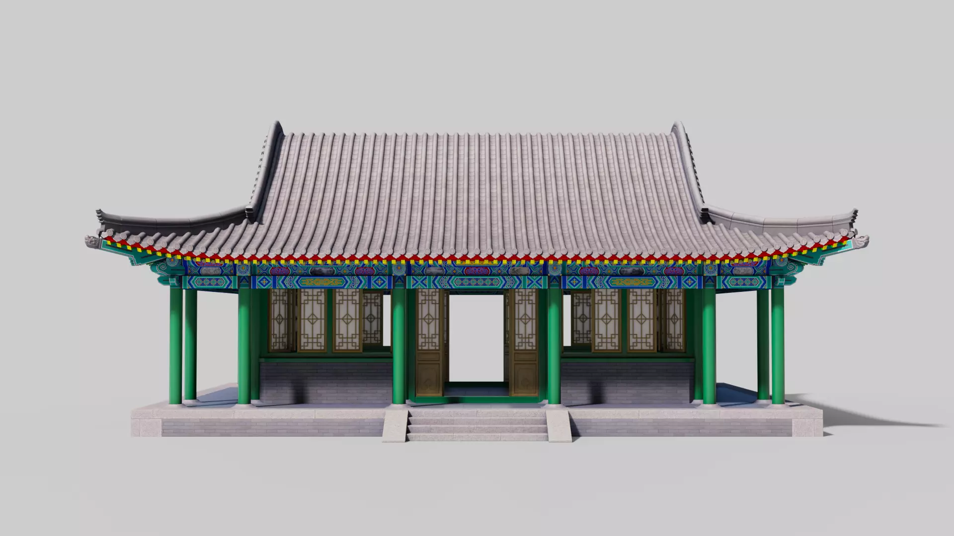 Asia China Ancient Architecture Low-poly 3D model_2