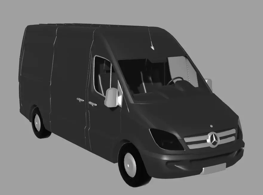 MERCEDES Sprinter Cargo Van Minibus Low-poly 3D model