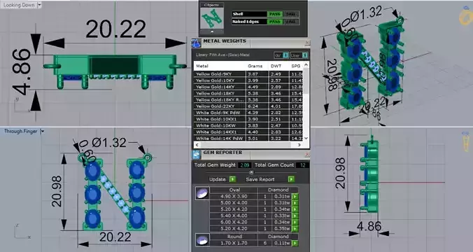 Sapphire and Diamond Letter N stl 3dm Pendant Model jp0202