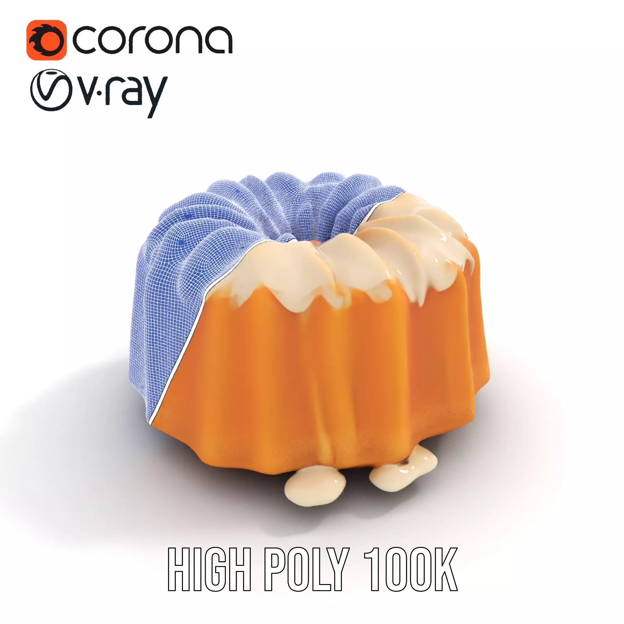 Elegant Vanilla Bundt Cake model pack Low-poly 3D model_26