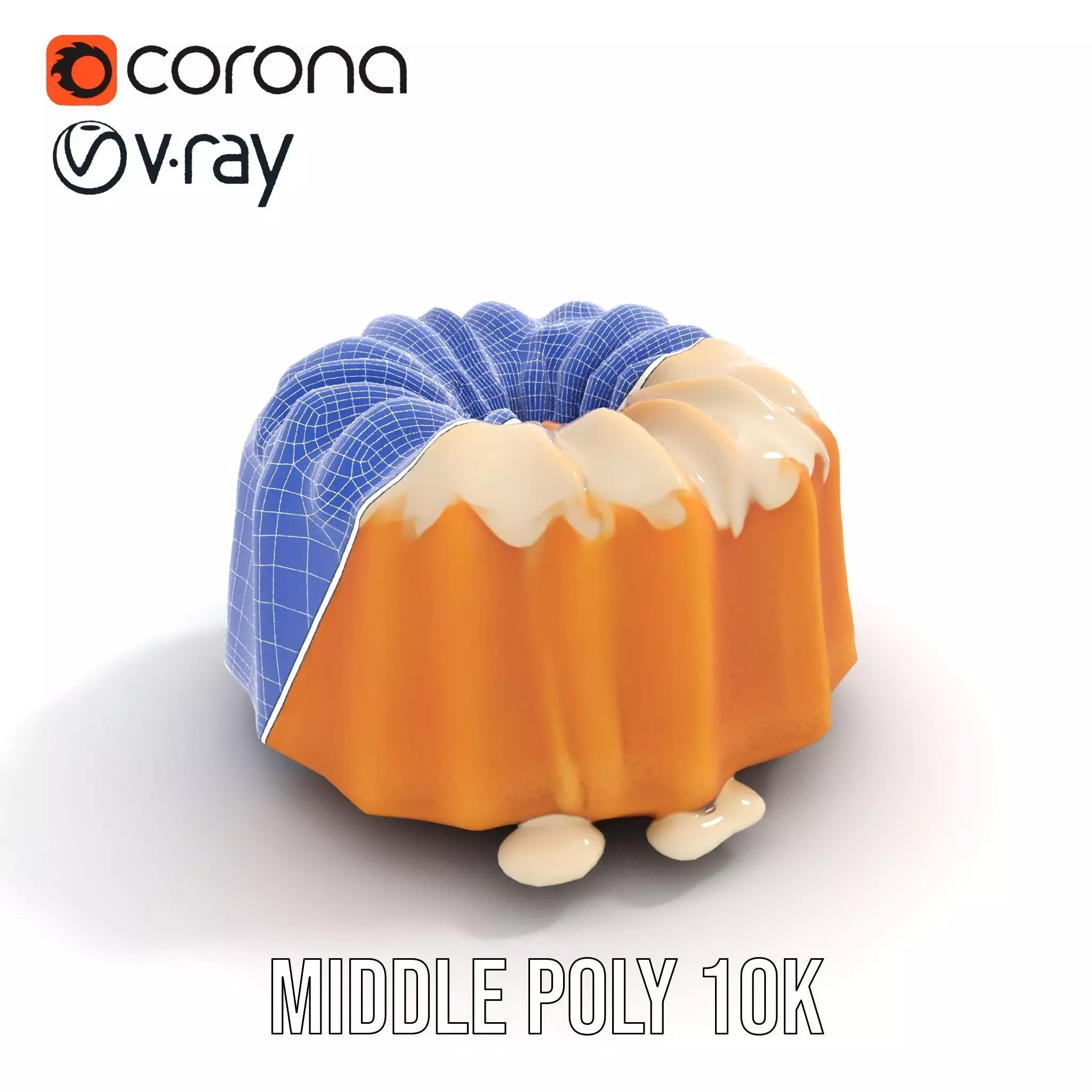 Elegant Vanilla Bundt Cake model pack Low-poly 3D model_27