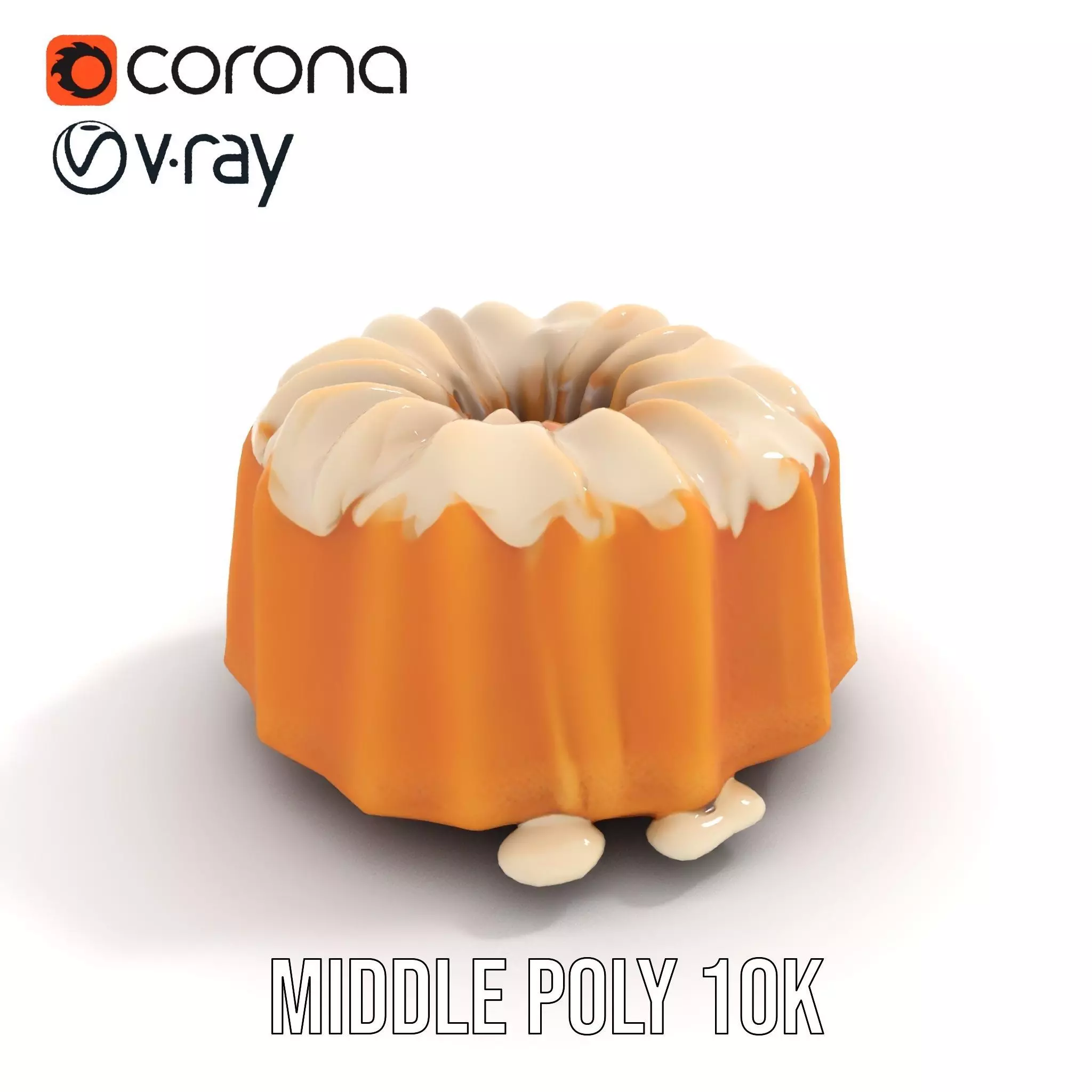 Elegant Vanilla Bundt Cake model pack Low-poly 3D model_6