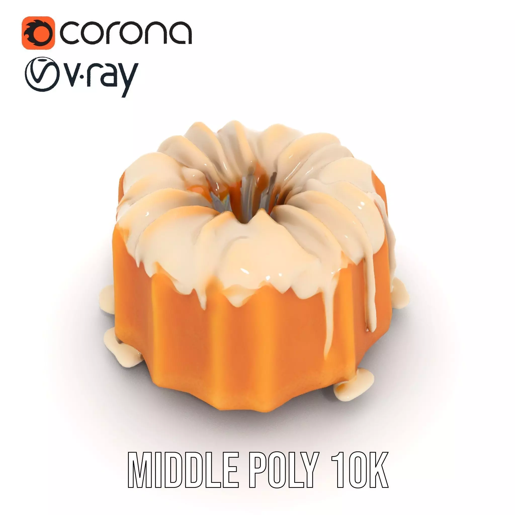 Elegant Vanilla Bundt Cake model pack Low-poly 3D model_13