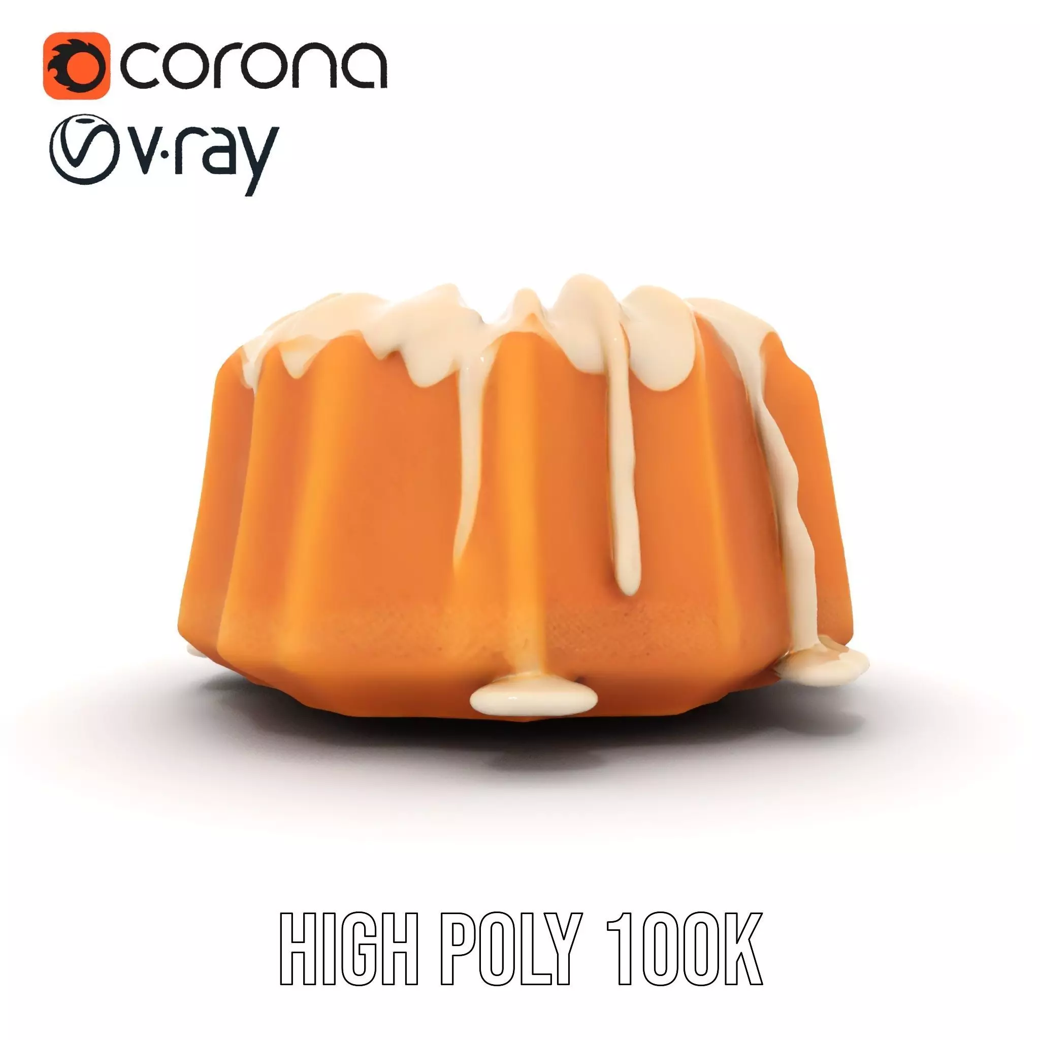 Elegant Vanilla Bundt Cake model pack Low-poly 3D model_21