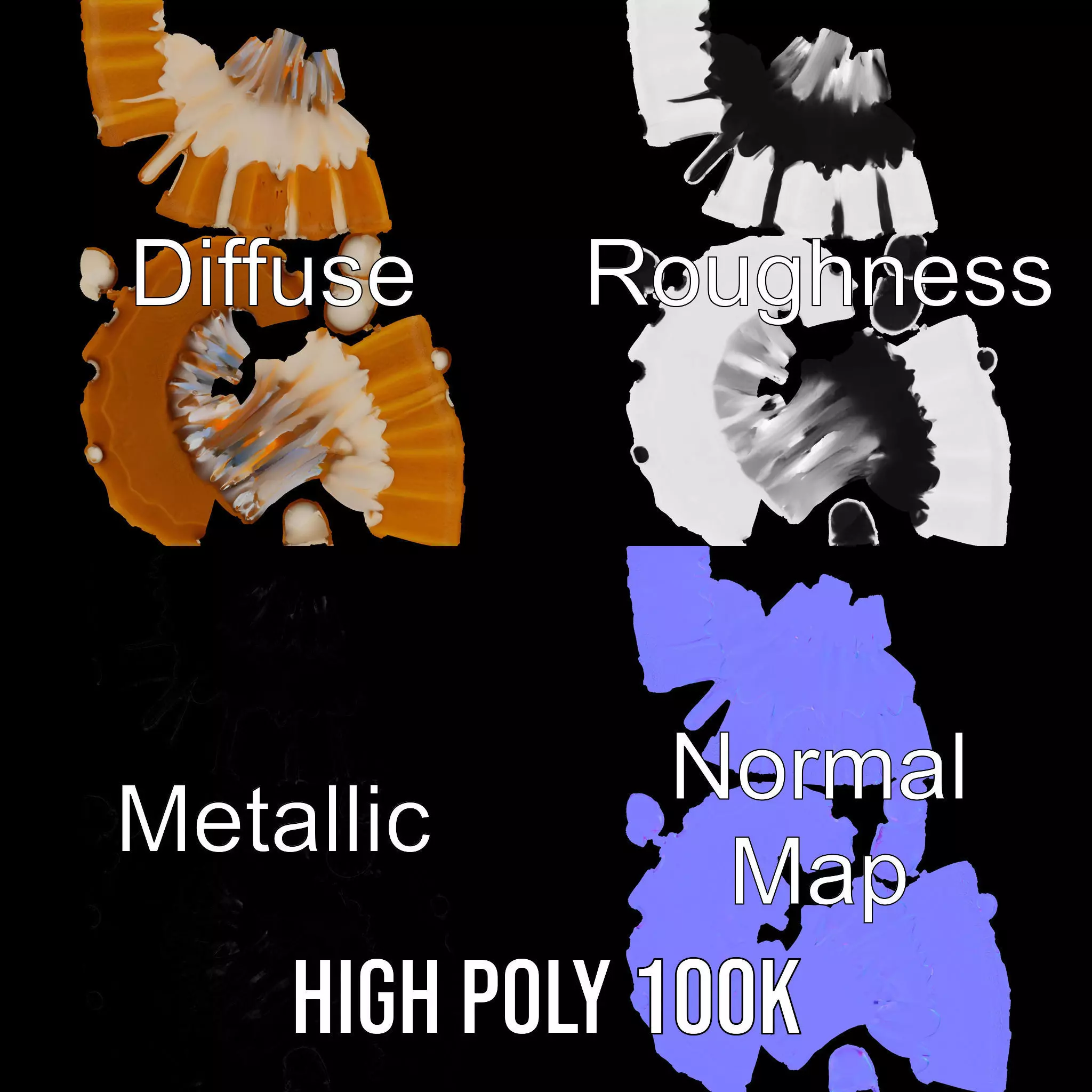 Elegant Vanilla Bundt Cake model pack Low-poly 3D model_4