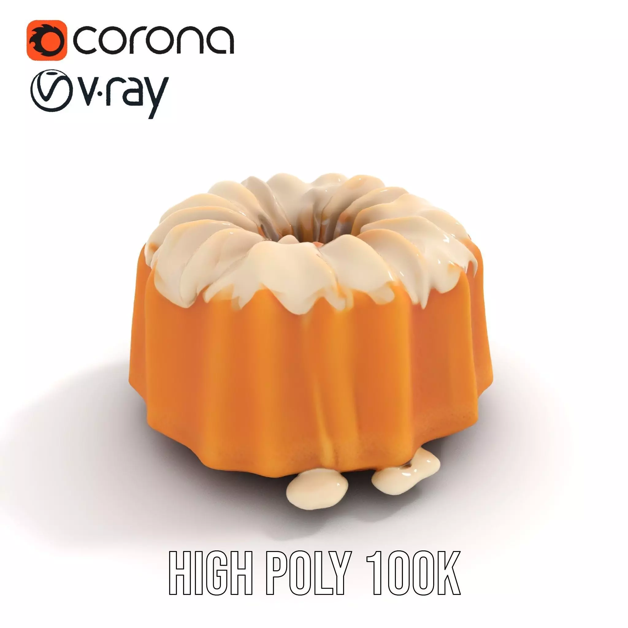Elegant Vanilla Bundt Cake model pack Low-poly 3D model_18