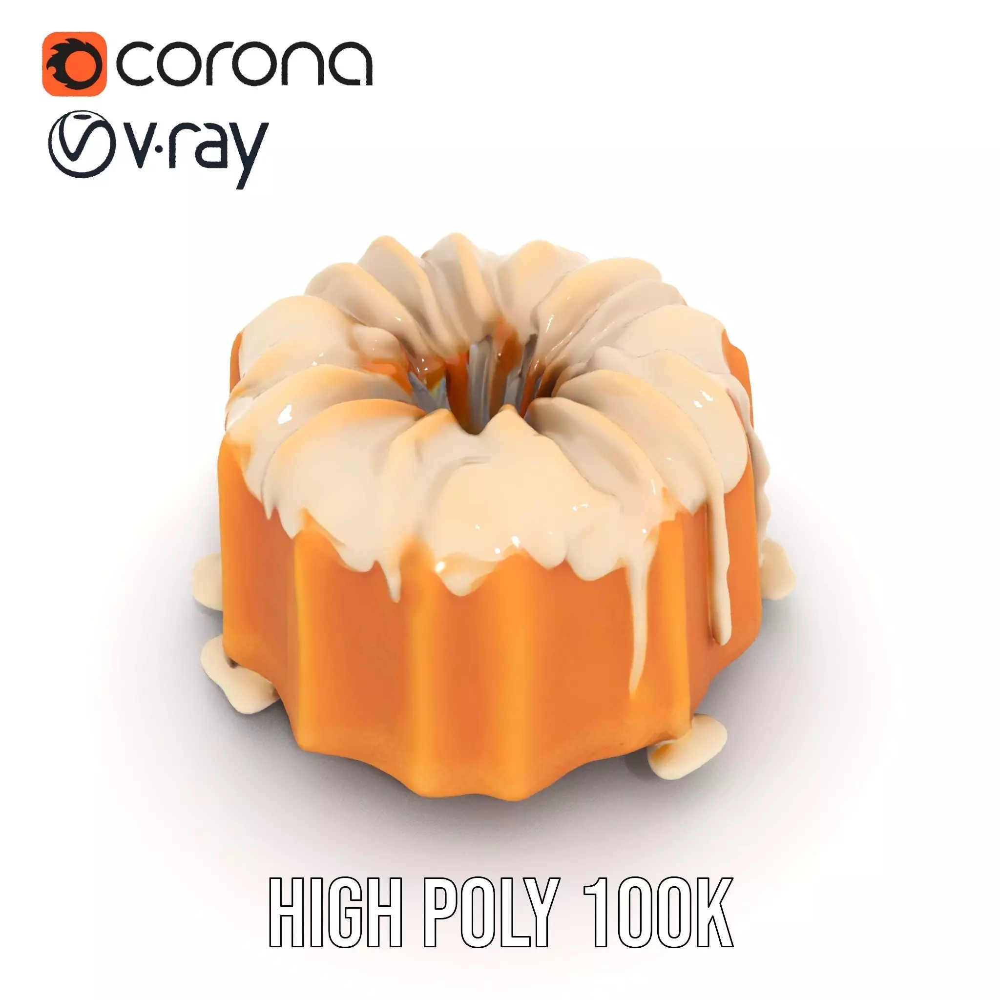 Elegant Vanilla Bundt Cake model pack Low-poly 3D model_15