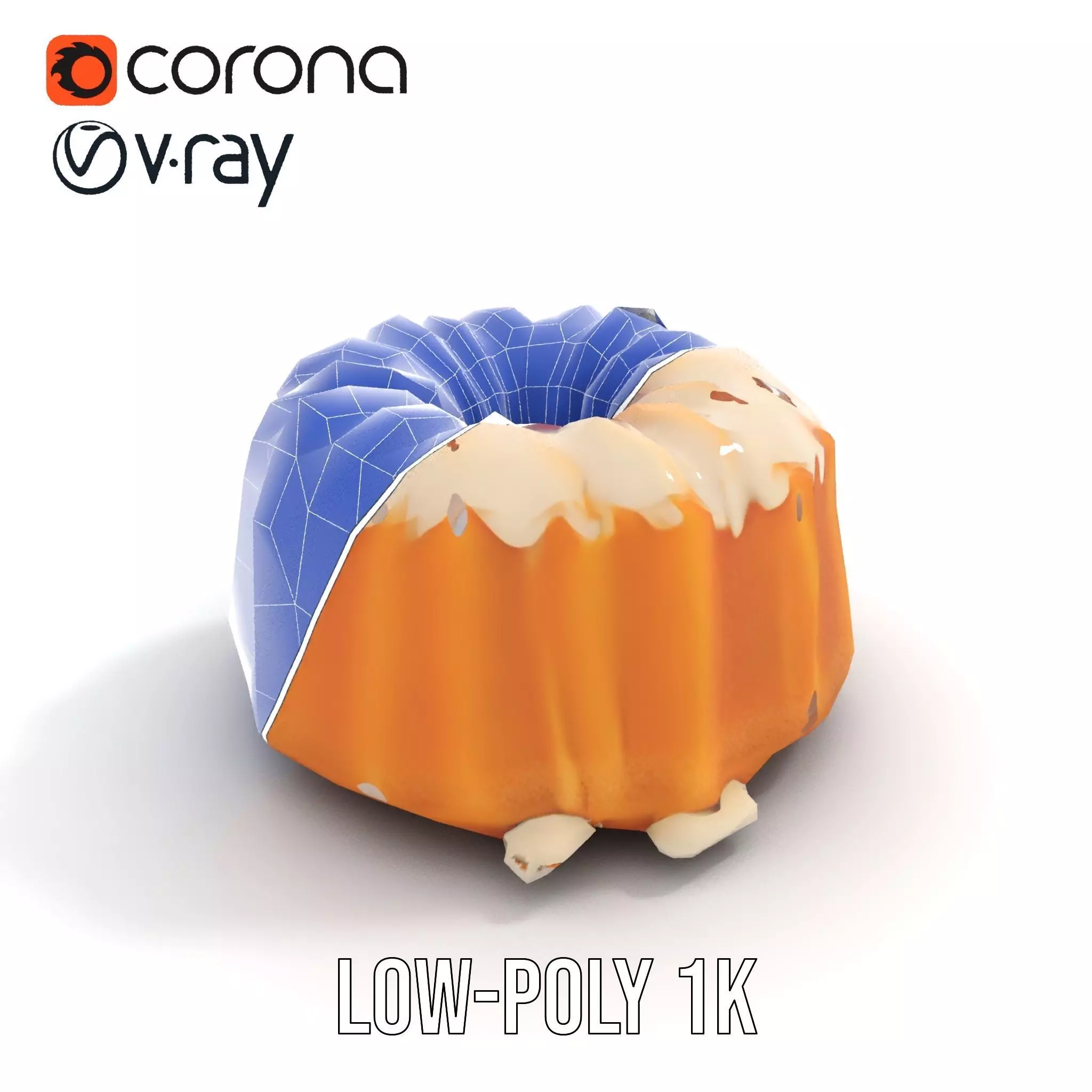 Elegant Vanilla Bundt Cake model pack Low-poly 3D model_14
