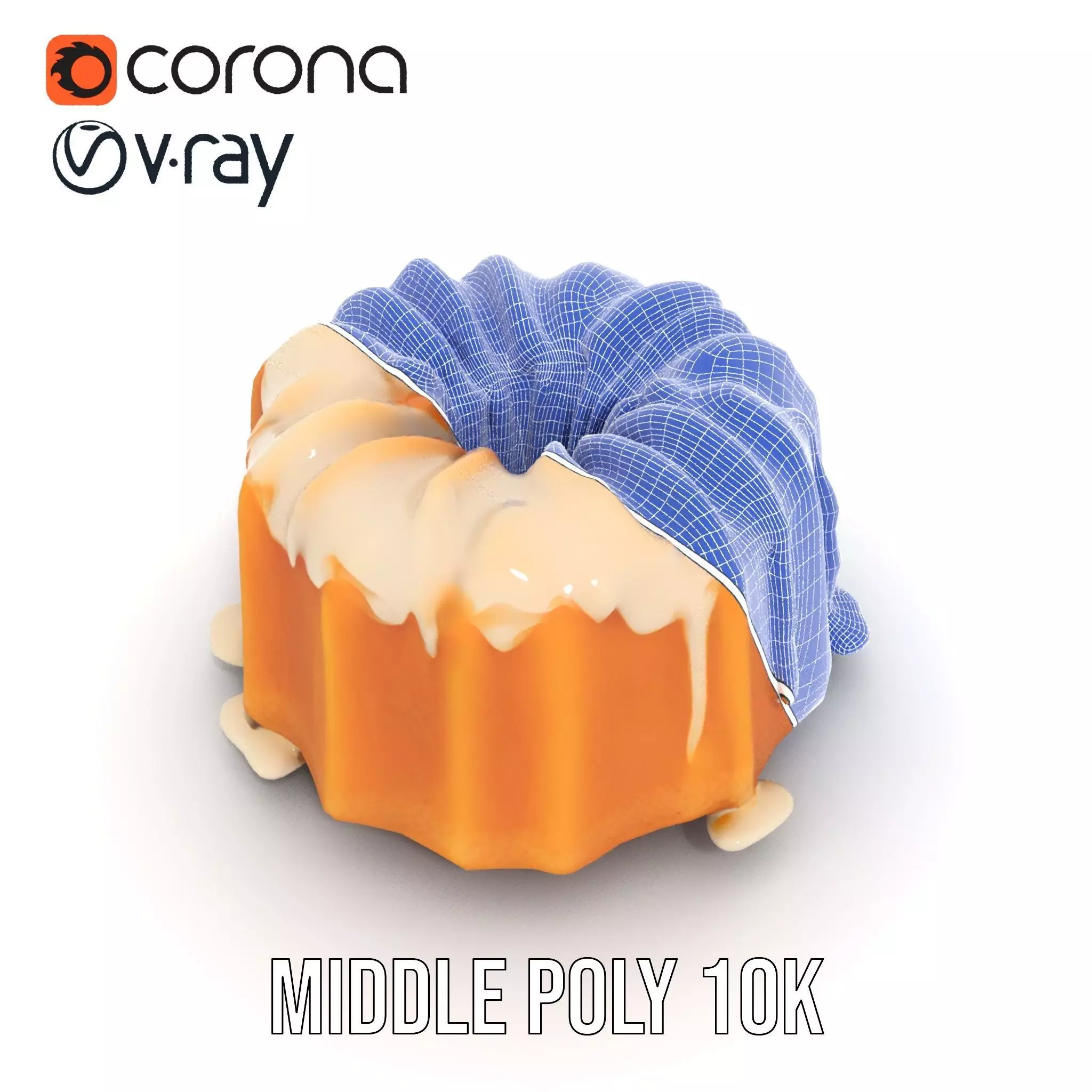 Elegant Vanilla Bundt Cake model pack Low-poly 3D model_22