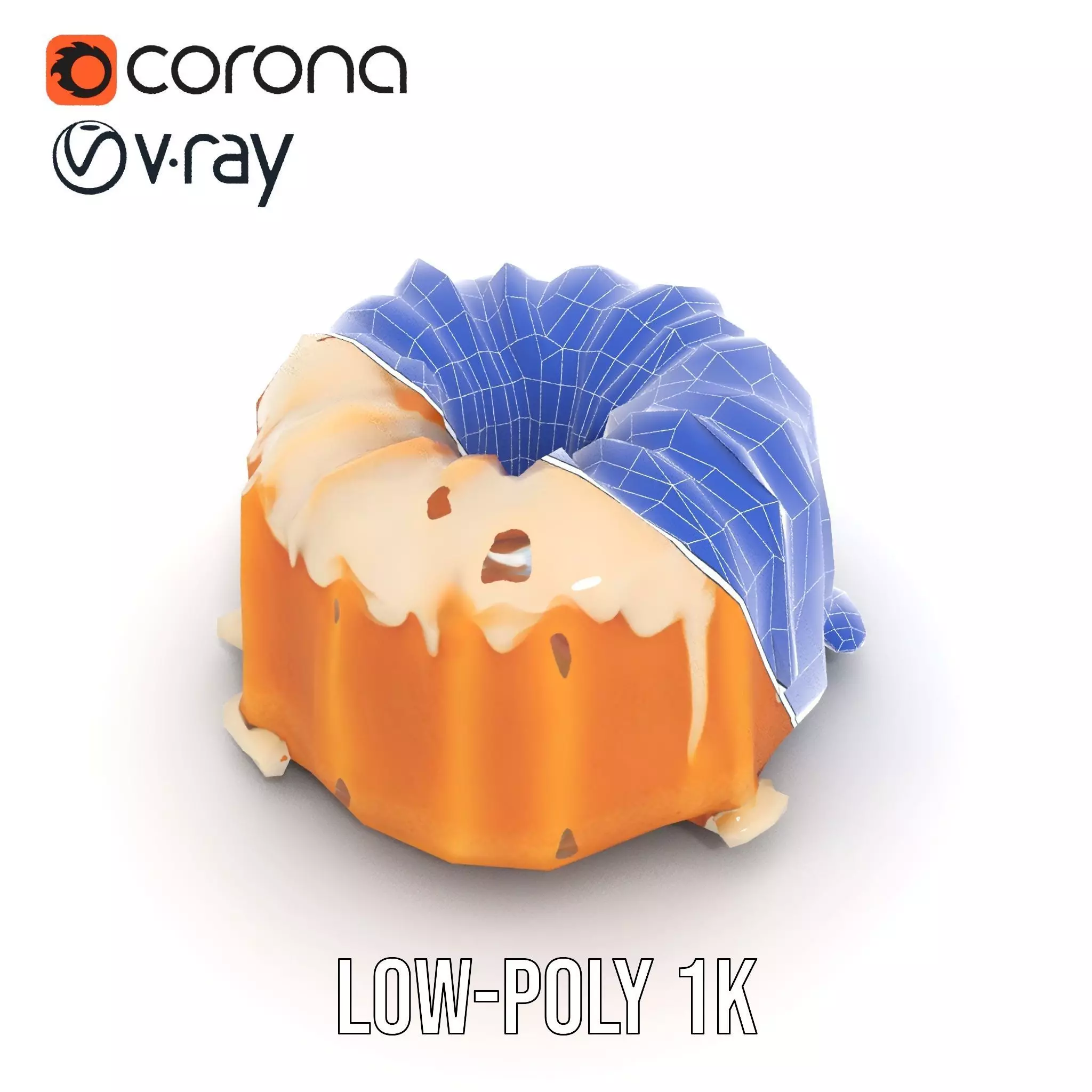 Elegant Vanilla Bundt Cake model pack Low-poly 3D model_17