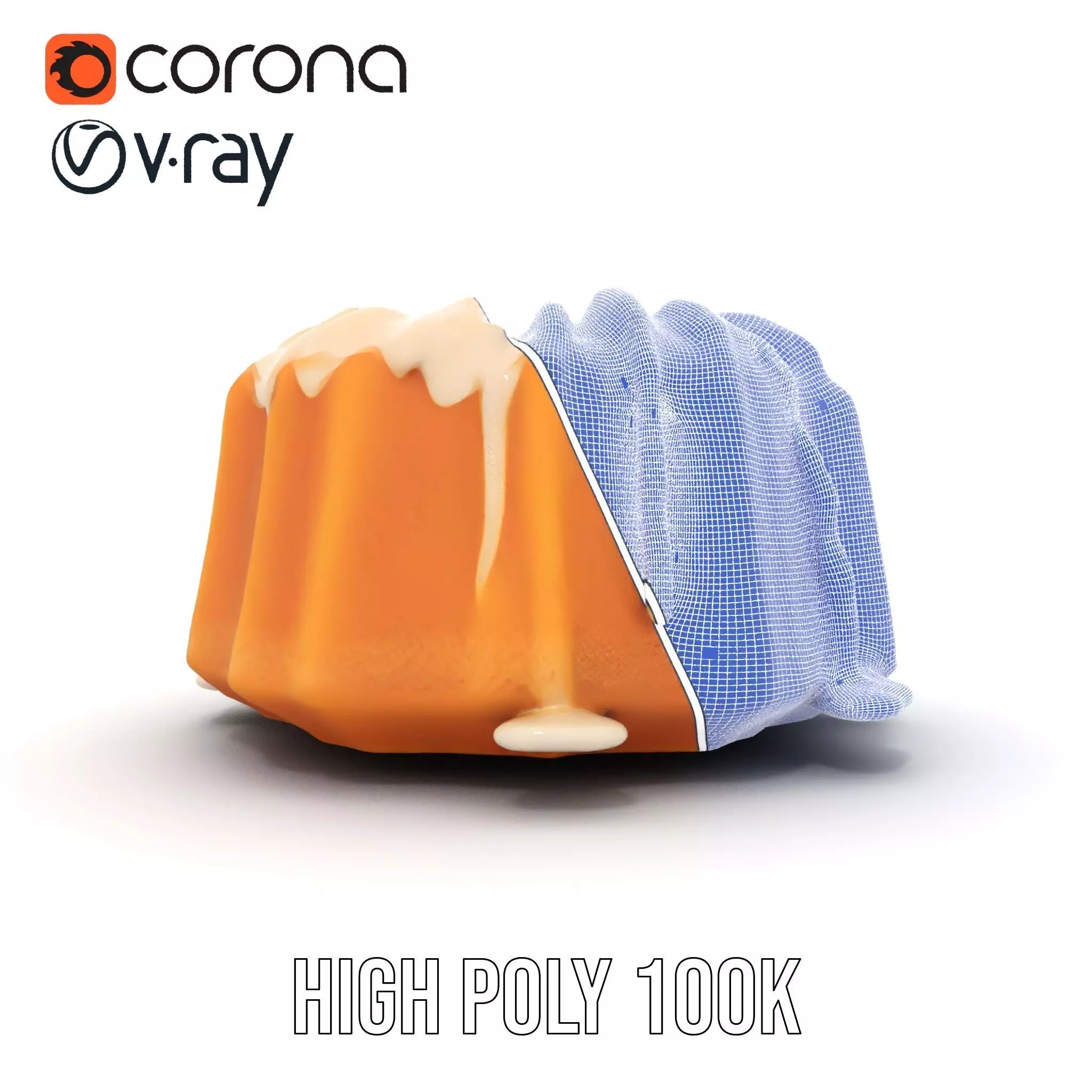 Elegant Vanilla Bundt Cake model pack Low-poly 3D model_32