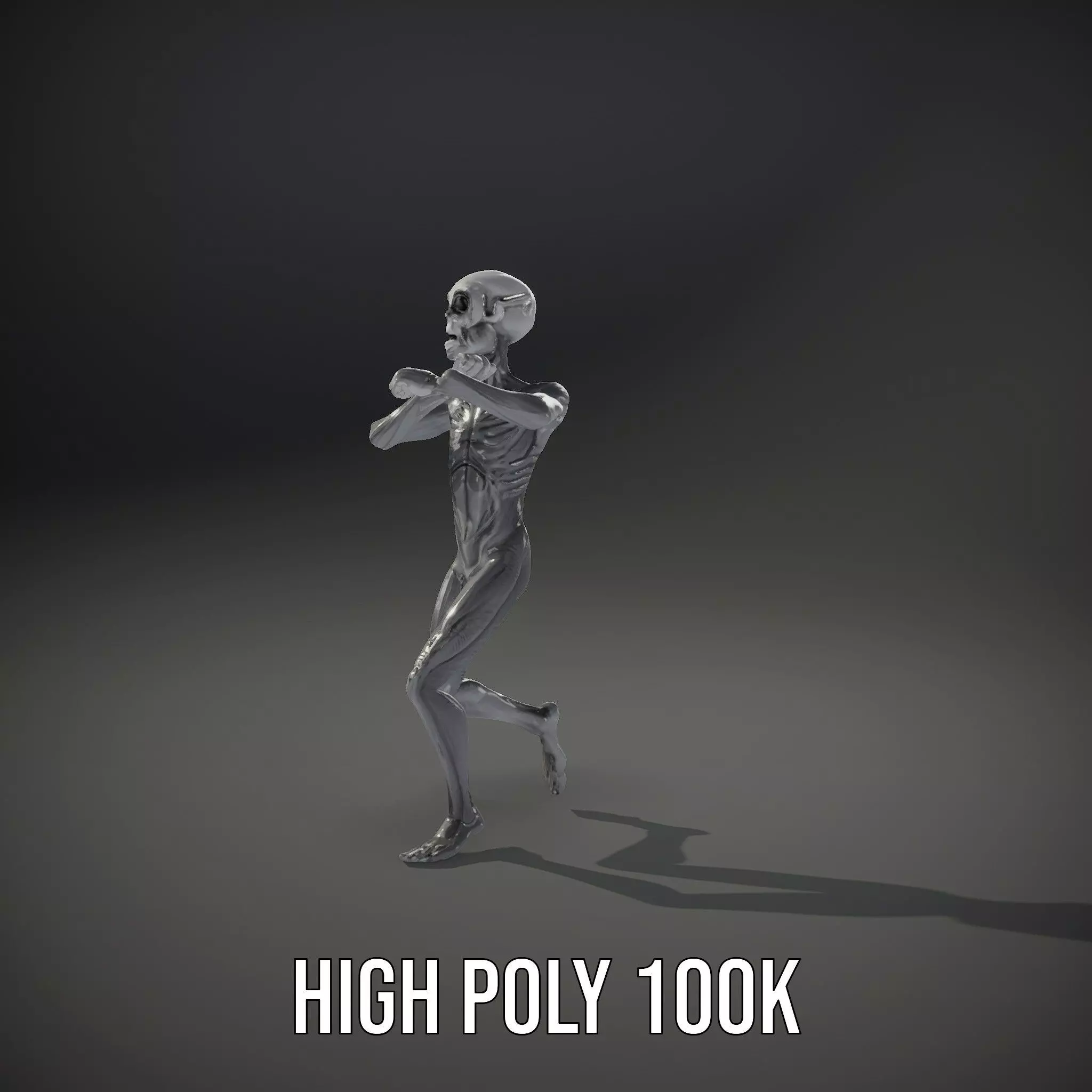 Grey Alien Character model pack Low-poly 3D model_29