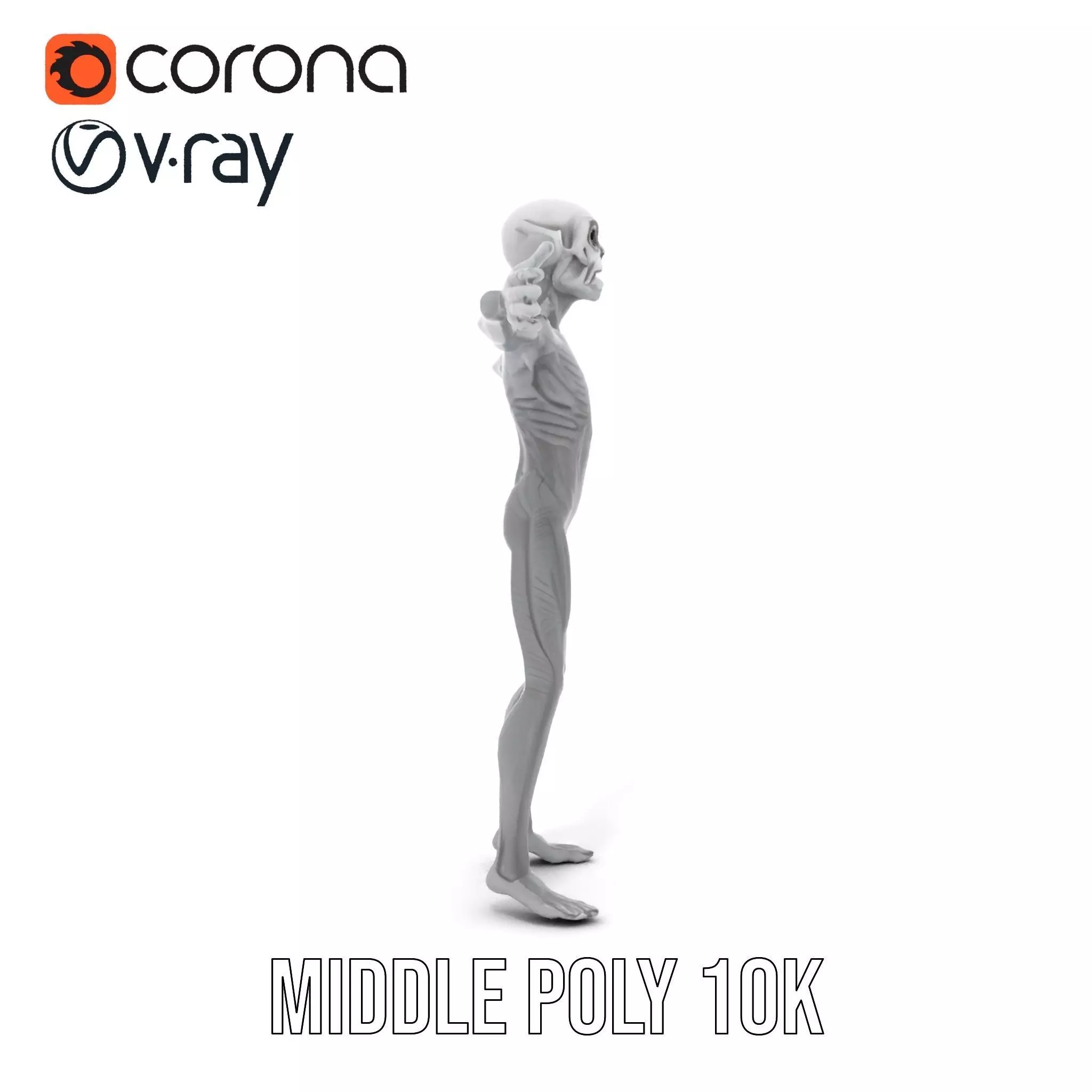 Grey Alien Character model pack Low-poly 3D model_24