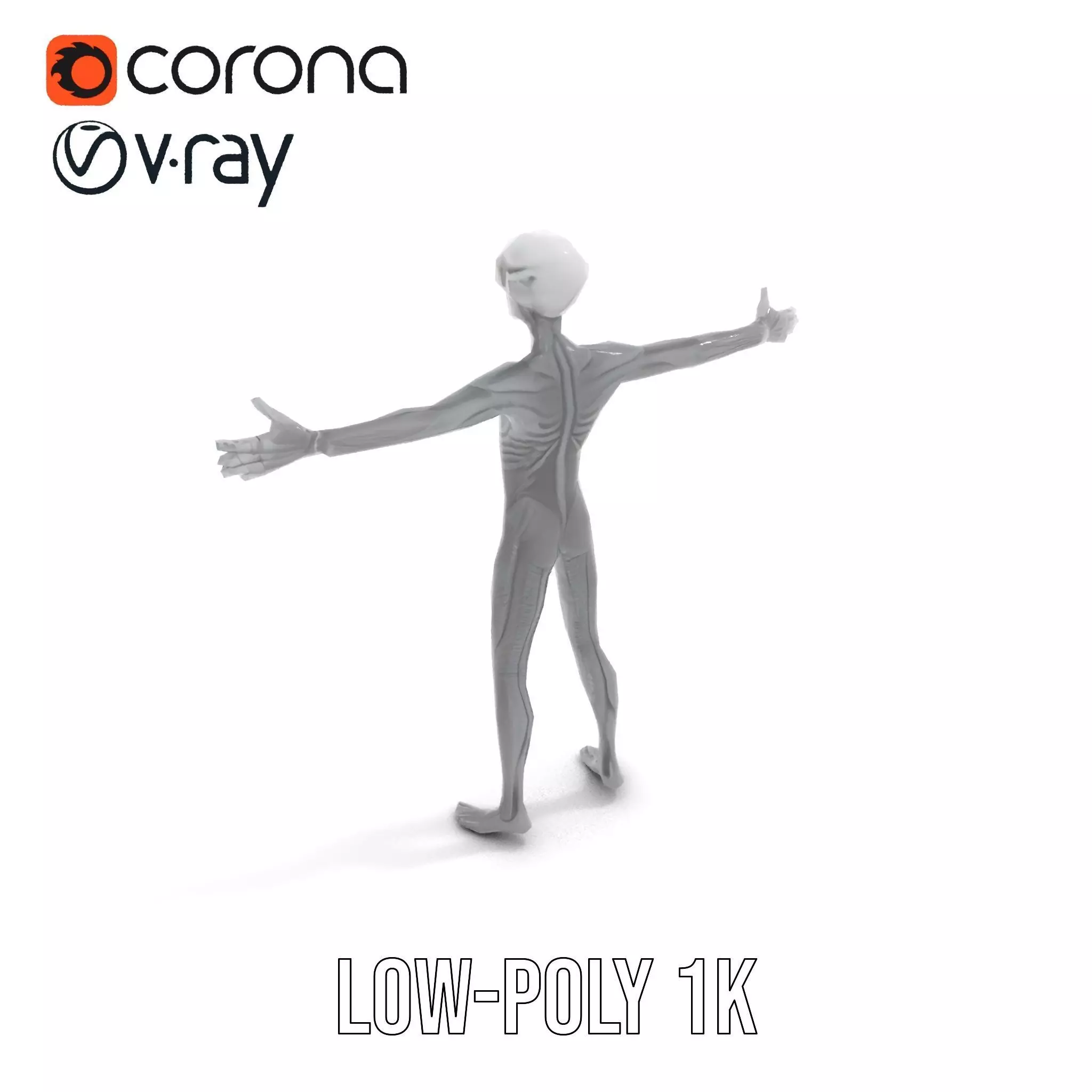 Grey Alien Character model pack Low-poly 3D model_25