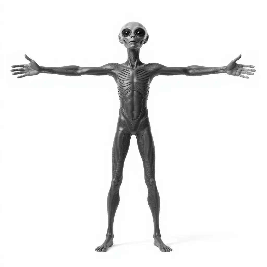 Grey Alien Character model pack Low-poly 3D model_3