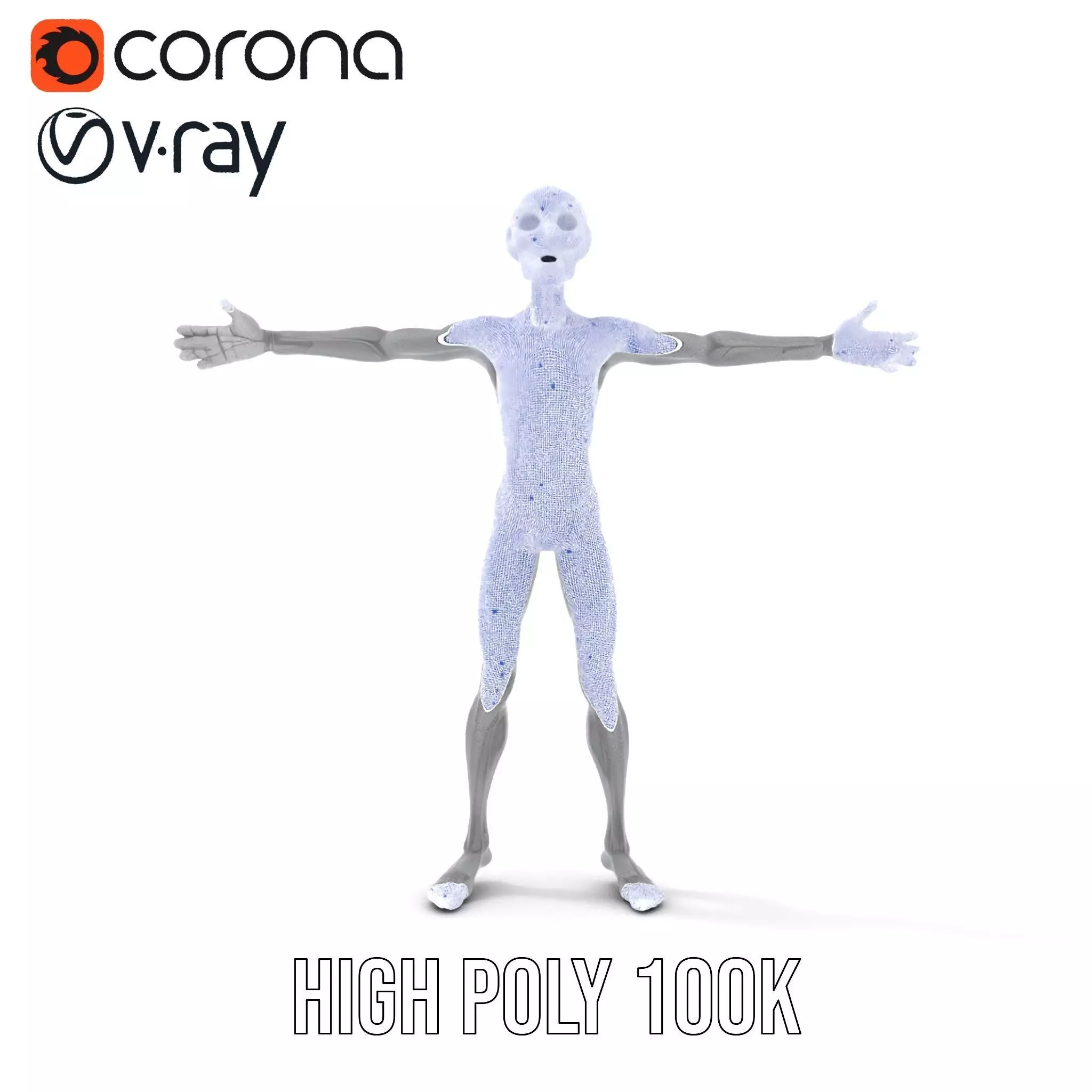 Grey Alien Character model pack Low-poly 3D model_35