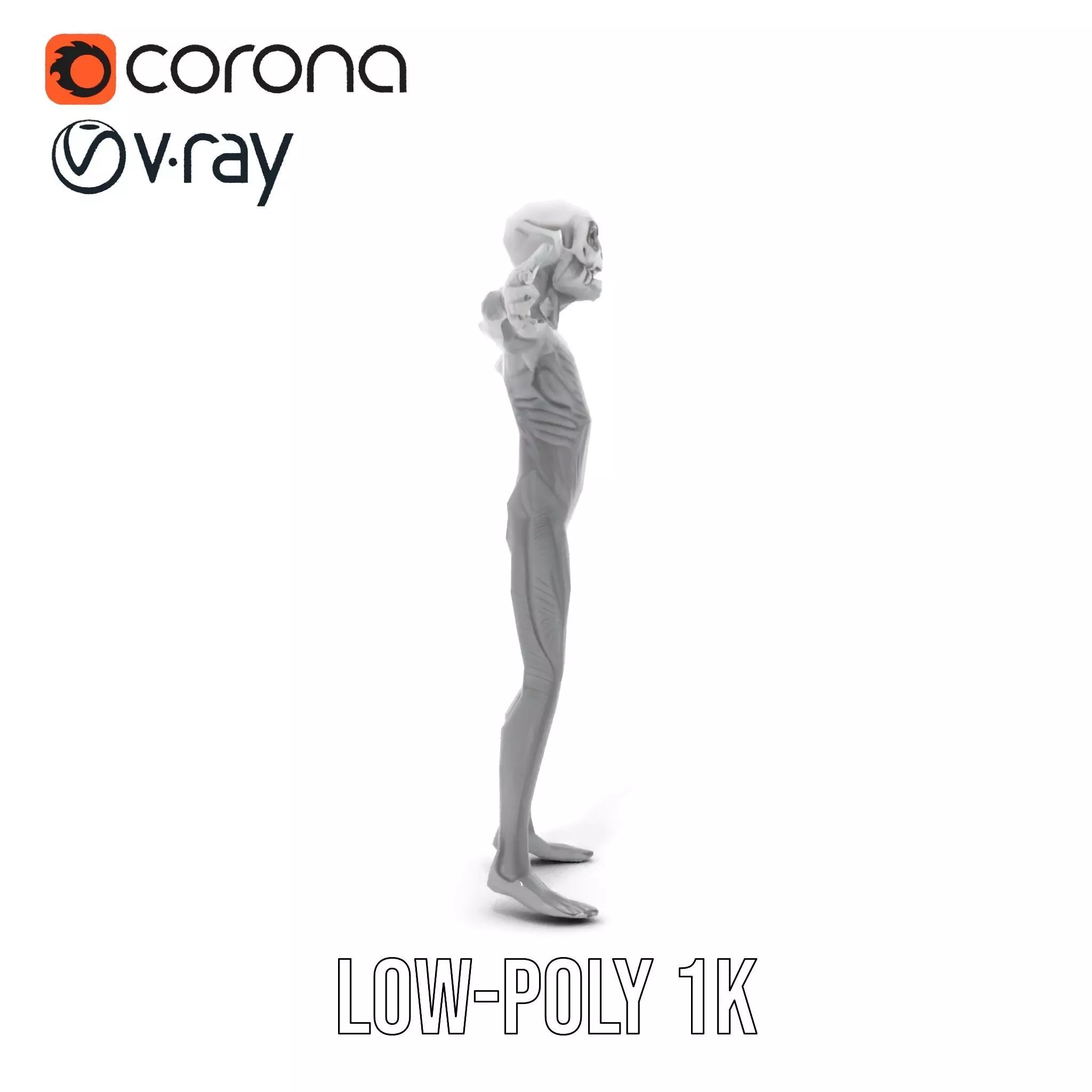 Grey Alien Character model pack Low-poly 3D model_23