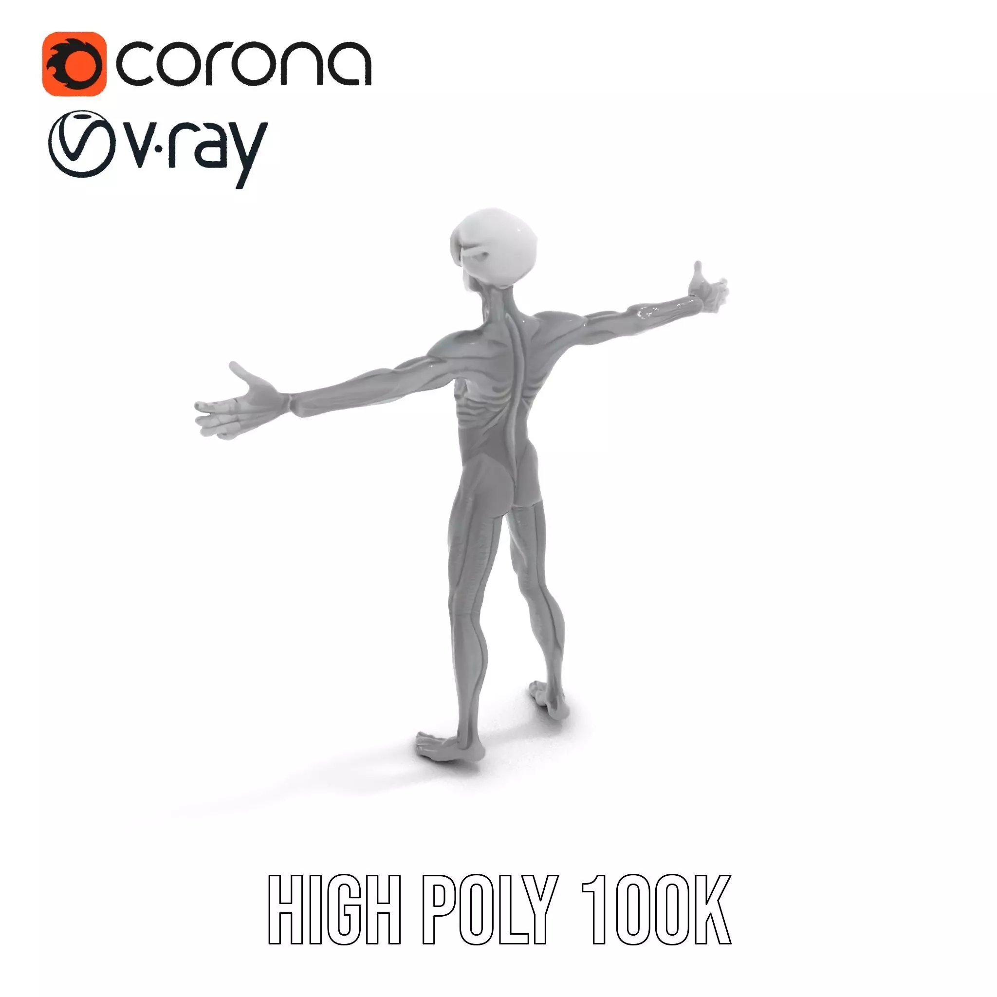 Grey Alien Character model pack Low-poly 3D model_10