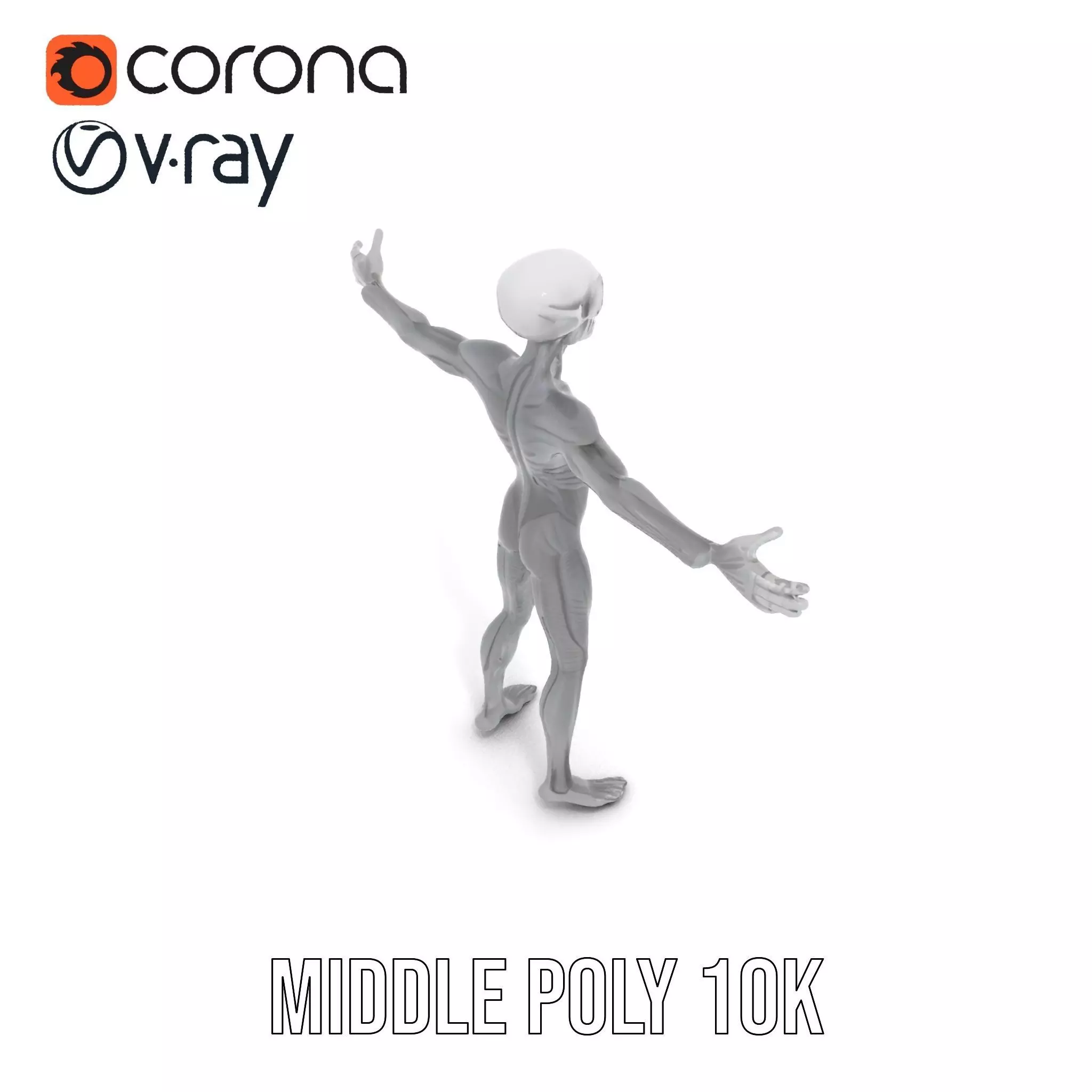 Grey Alien Character model pack Low-poly 3D model_11